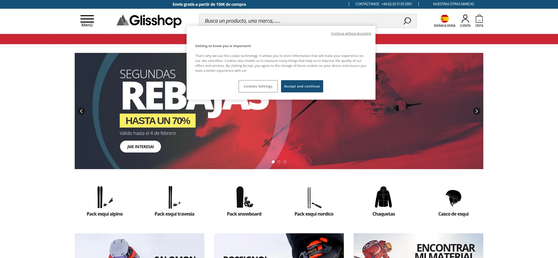 Website screenshot of Glisshop.es