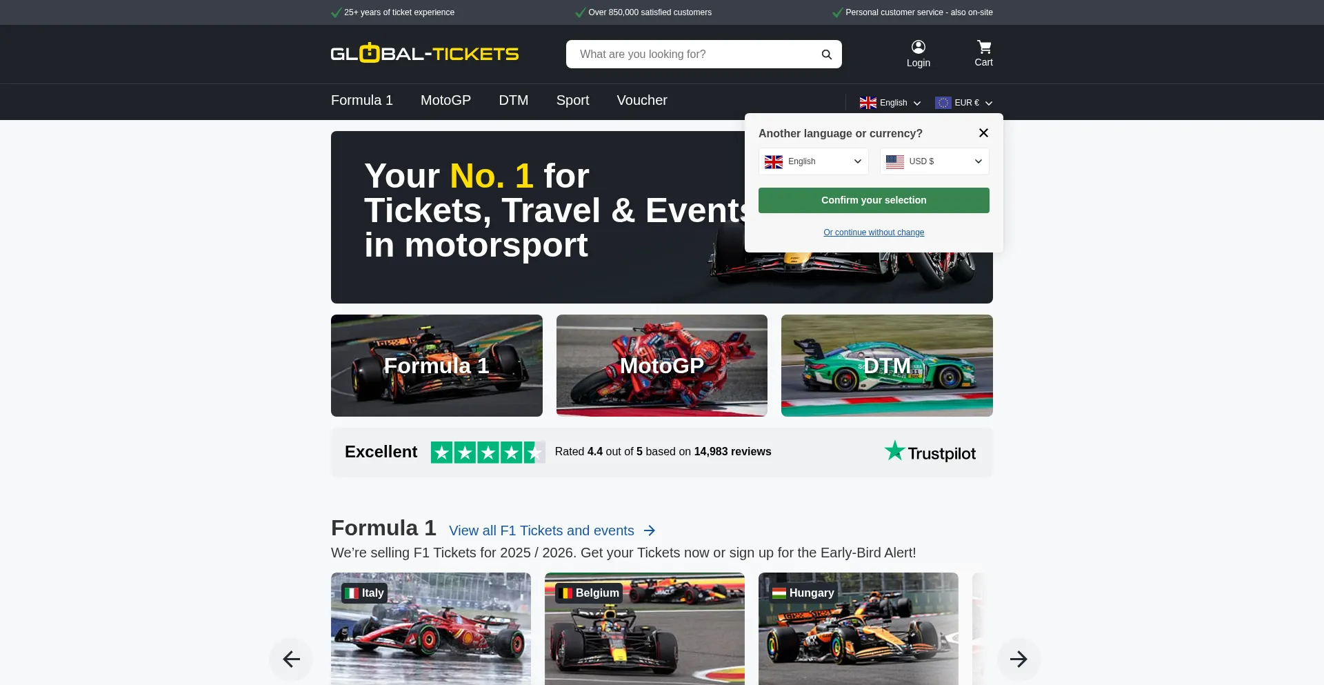Website screenshot of Global-tickets.com