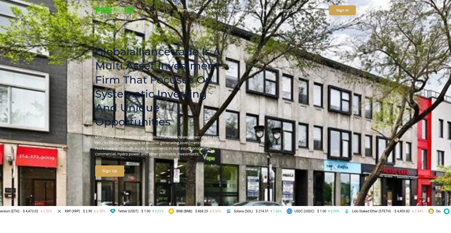 Website screenshot of Globalalliancetrade.ltd