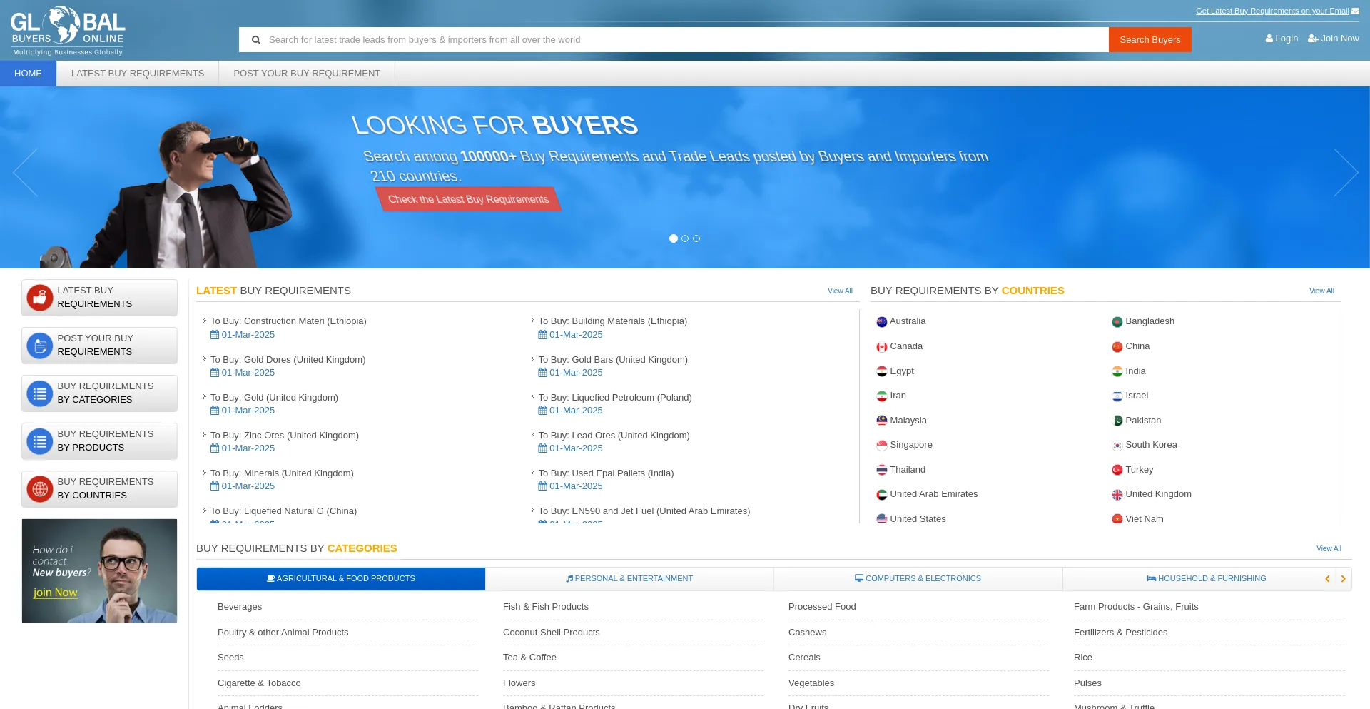 Website screenshot of Globalbuyersonline.com