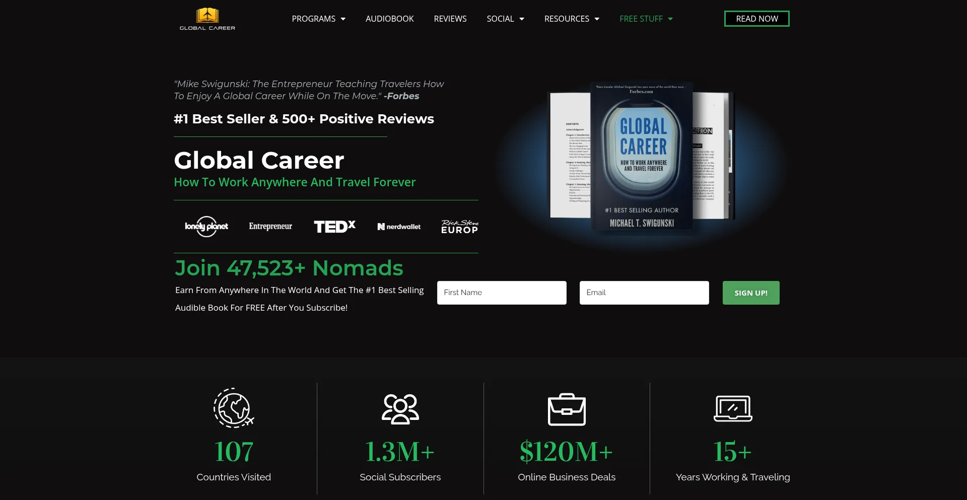 Website screenshot of Globalcareerbook.com