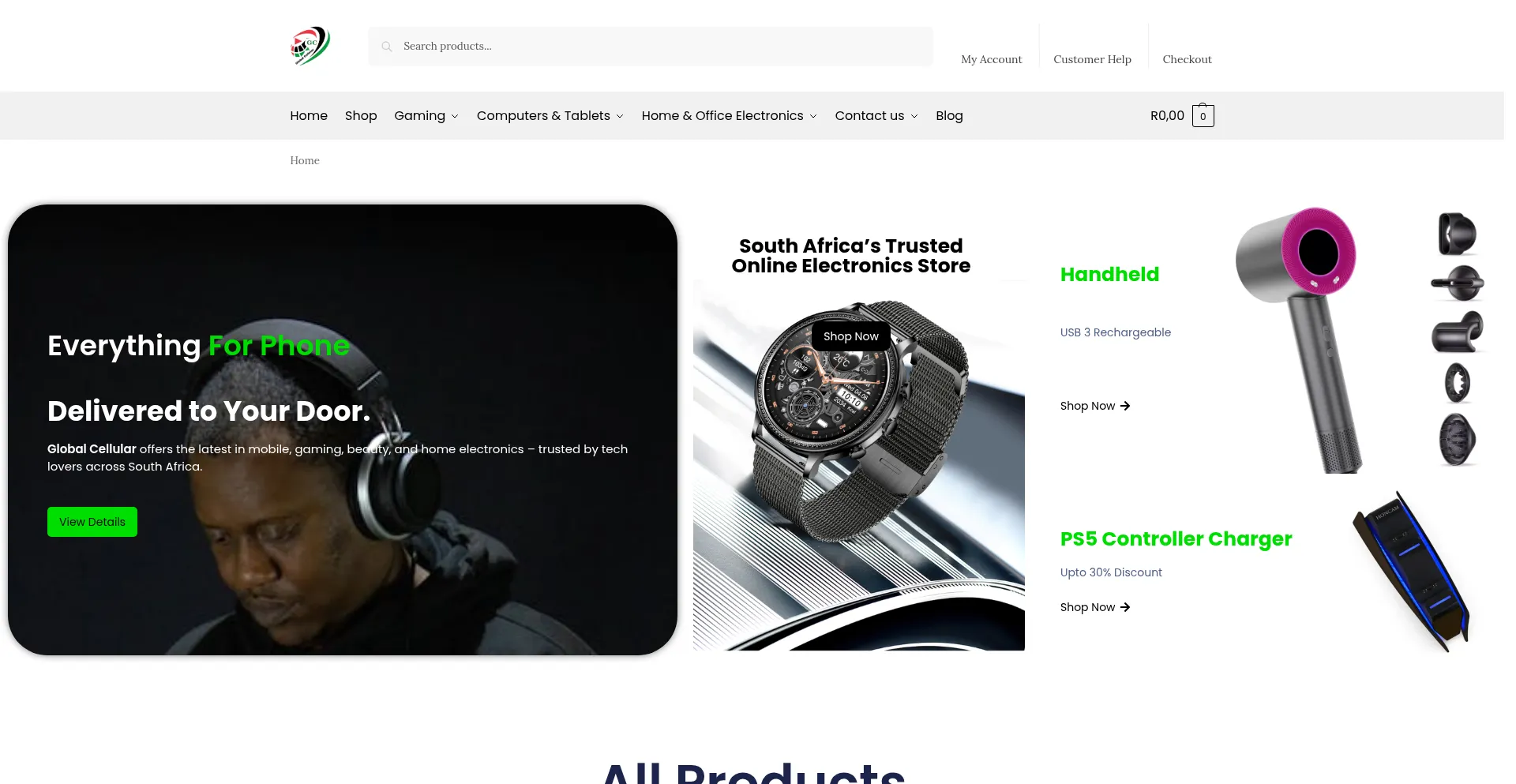 Website screenshot of Globalcellular.co.za