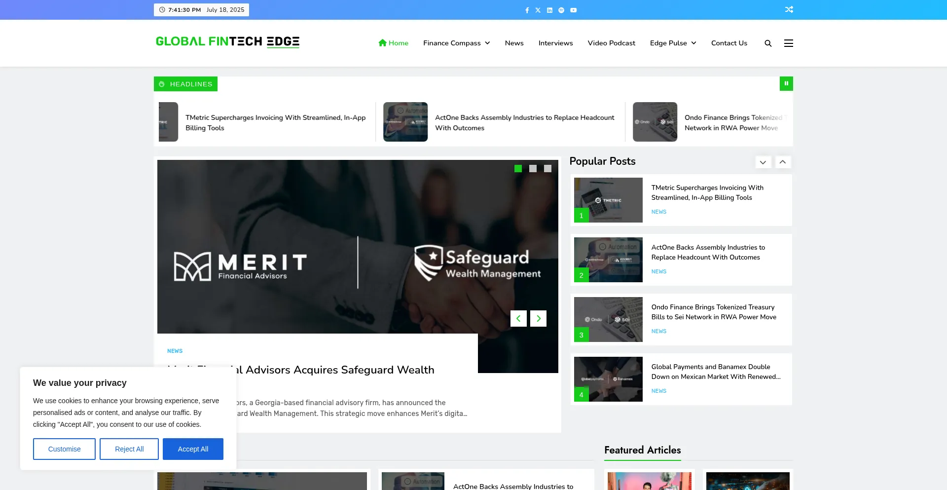 Website screenshot of Globalfintechedge.com