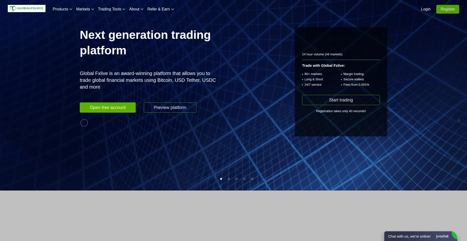 Website screenshot of Globalfxlive.com