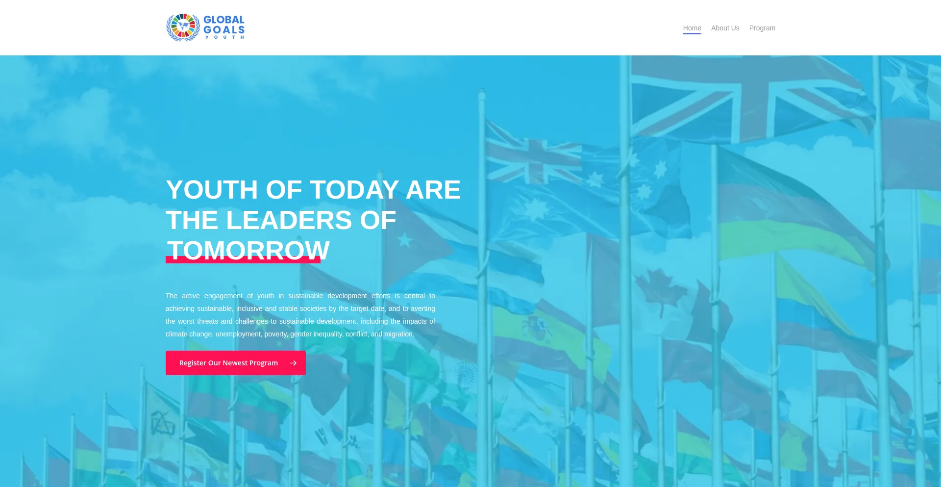 Website screenshot of Globalgoalsyouth.org