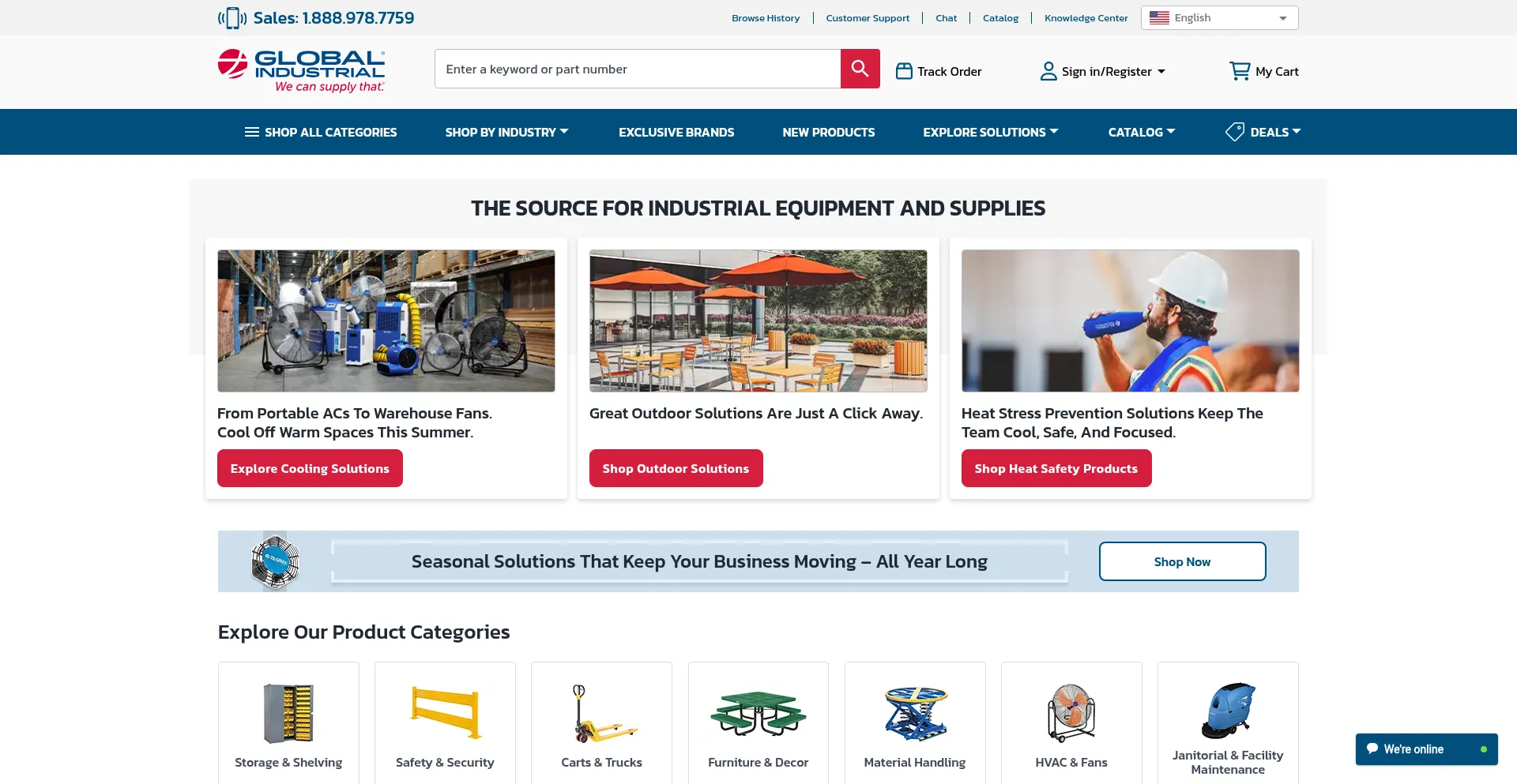Website screenshot of Globalindustrial.com