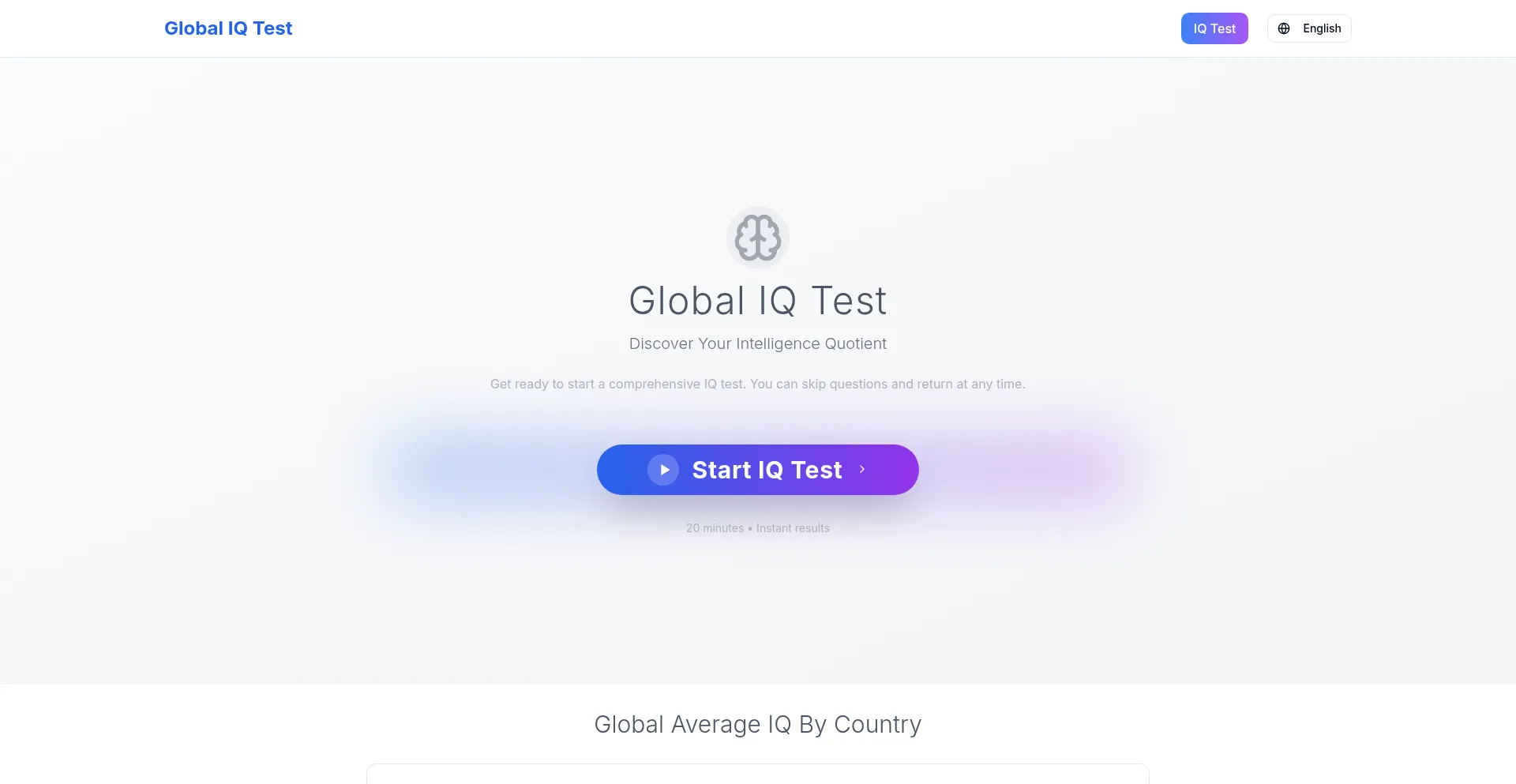 Website screenshot of Globaliqtest.org