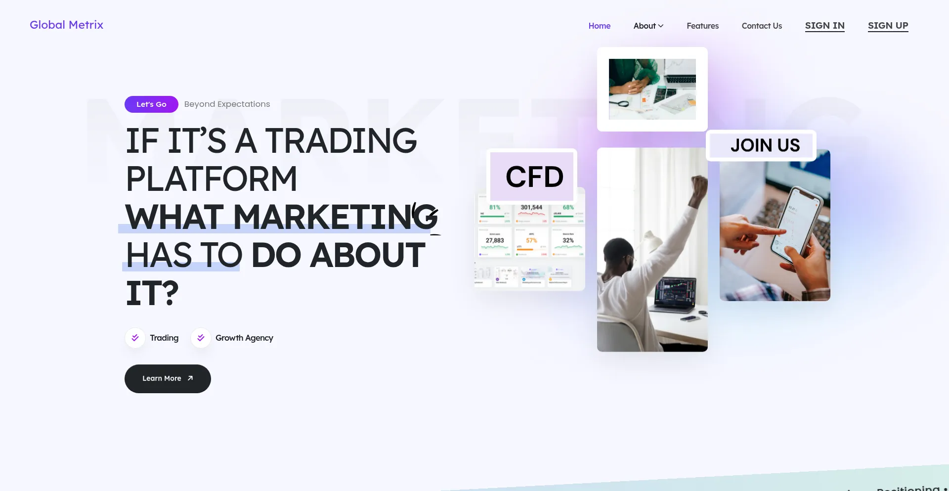 Website screenshot of Globalmetrix.online
