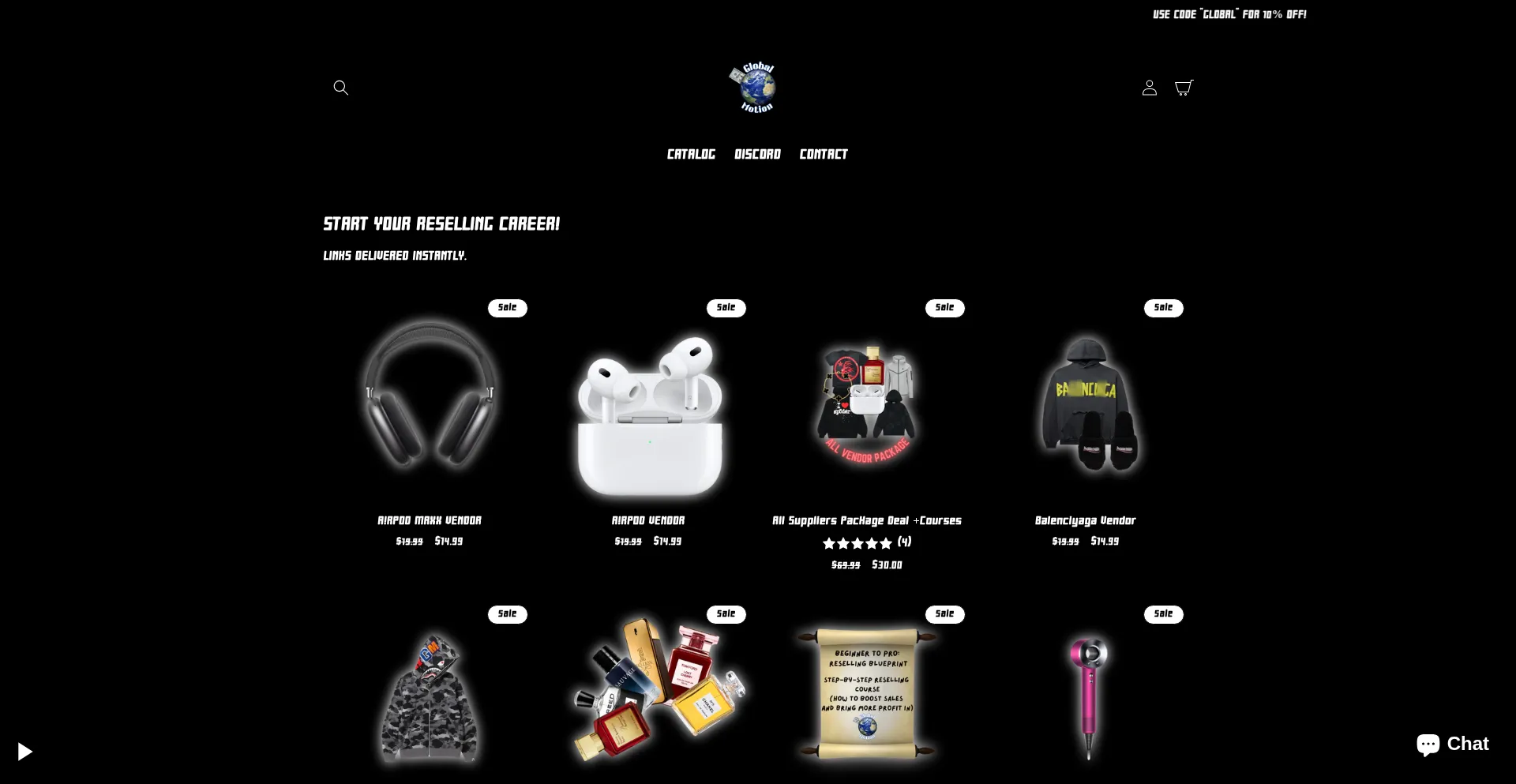 Website screenshot of Globalmotionn.store