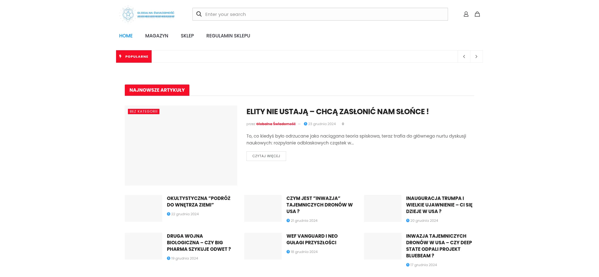 Website screenshot of Globalna.info