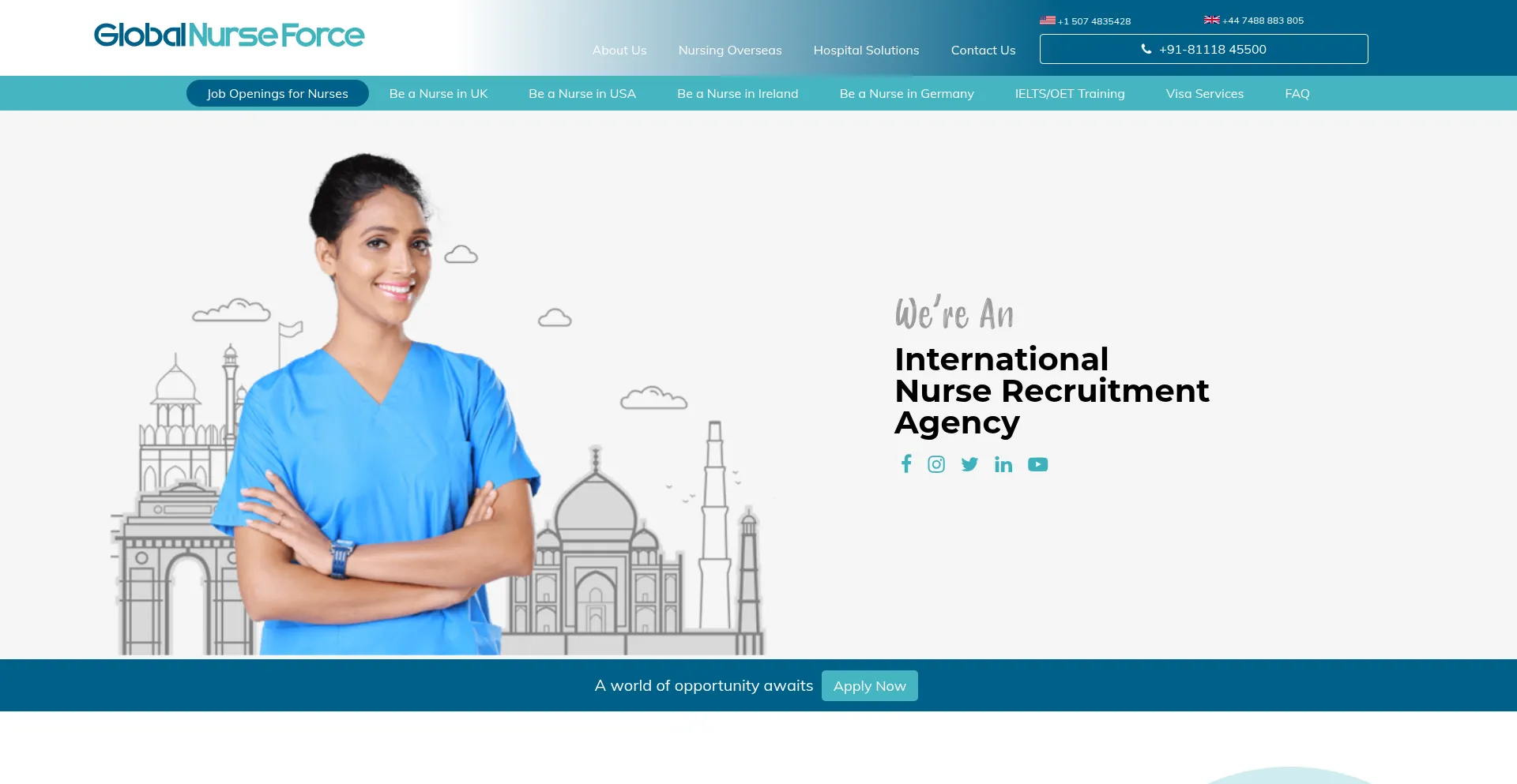 Website screenshot of Globalnurseforce.com
