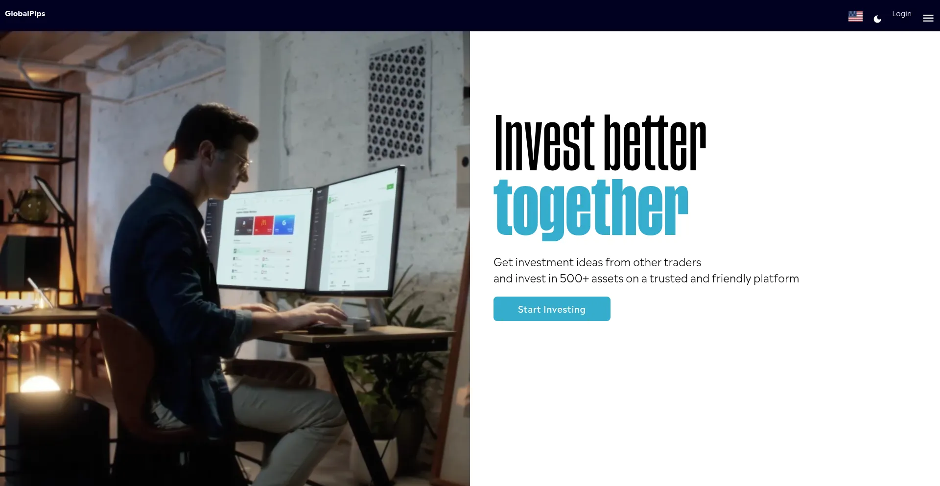 Website screenshot of Globalpips.com
