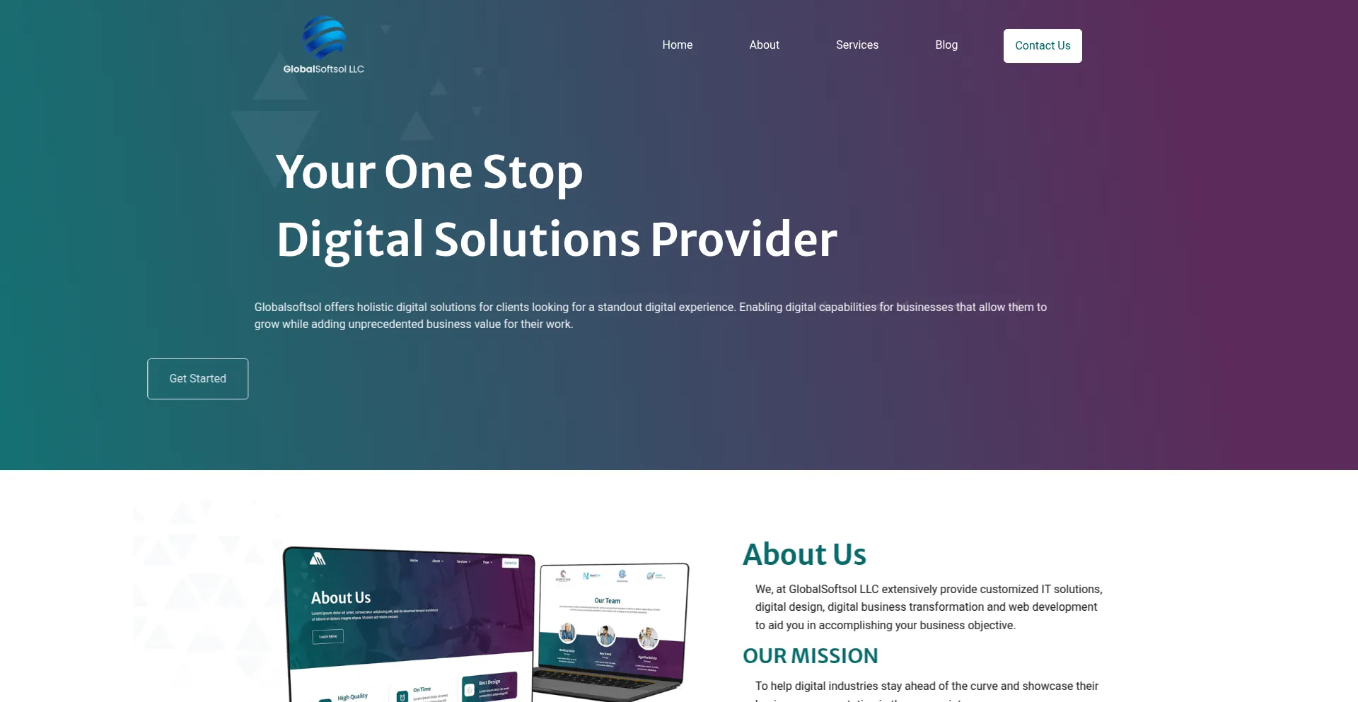 Website screenshot of Globalsoftsolllc.com