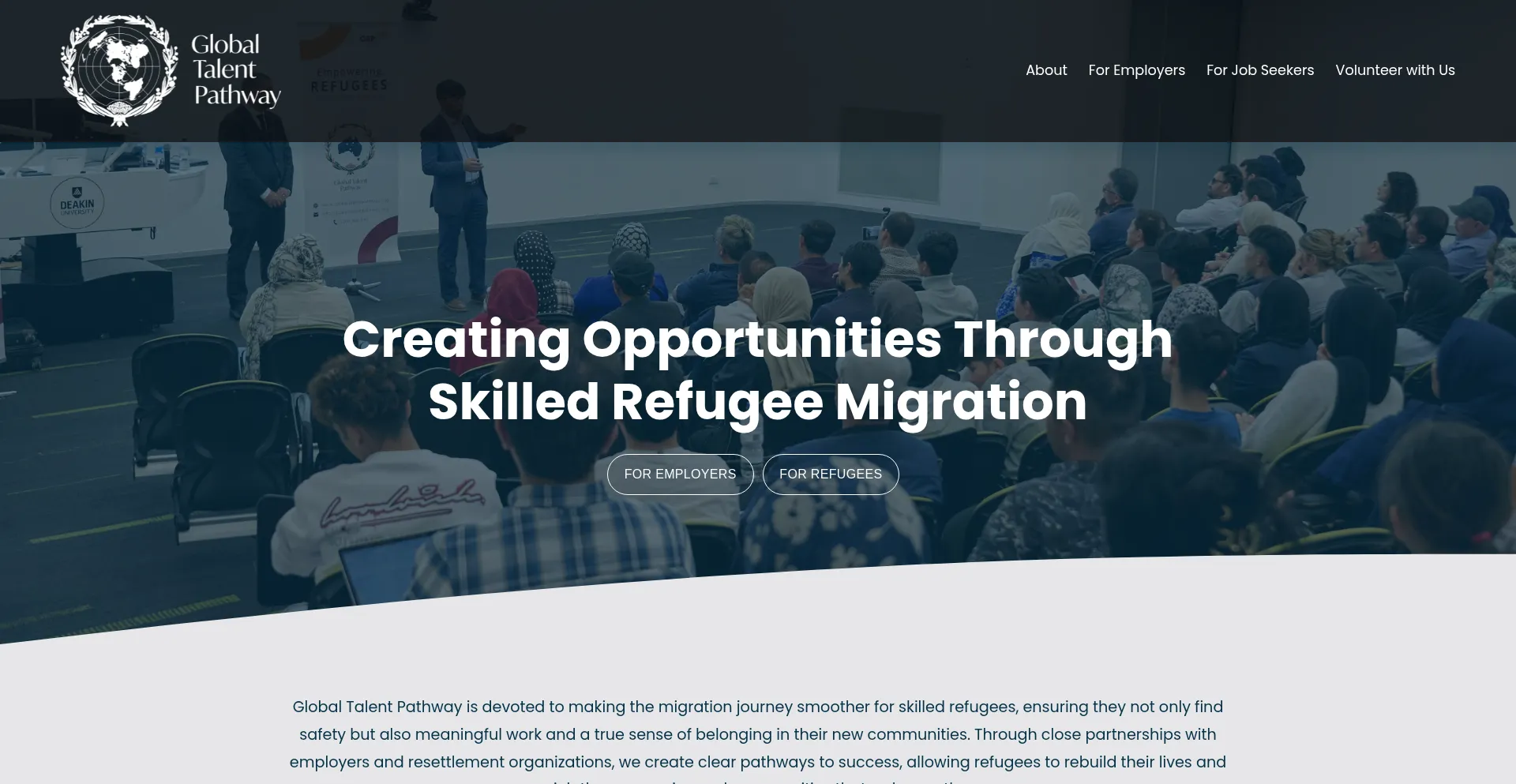Website screenshot of Globaltalentpathway.org