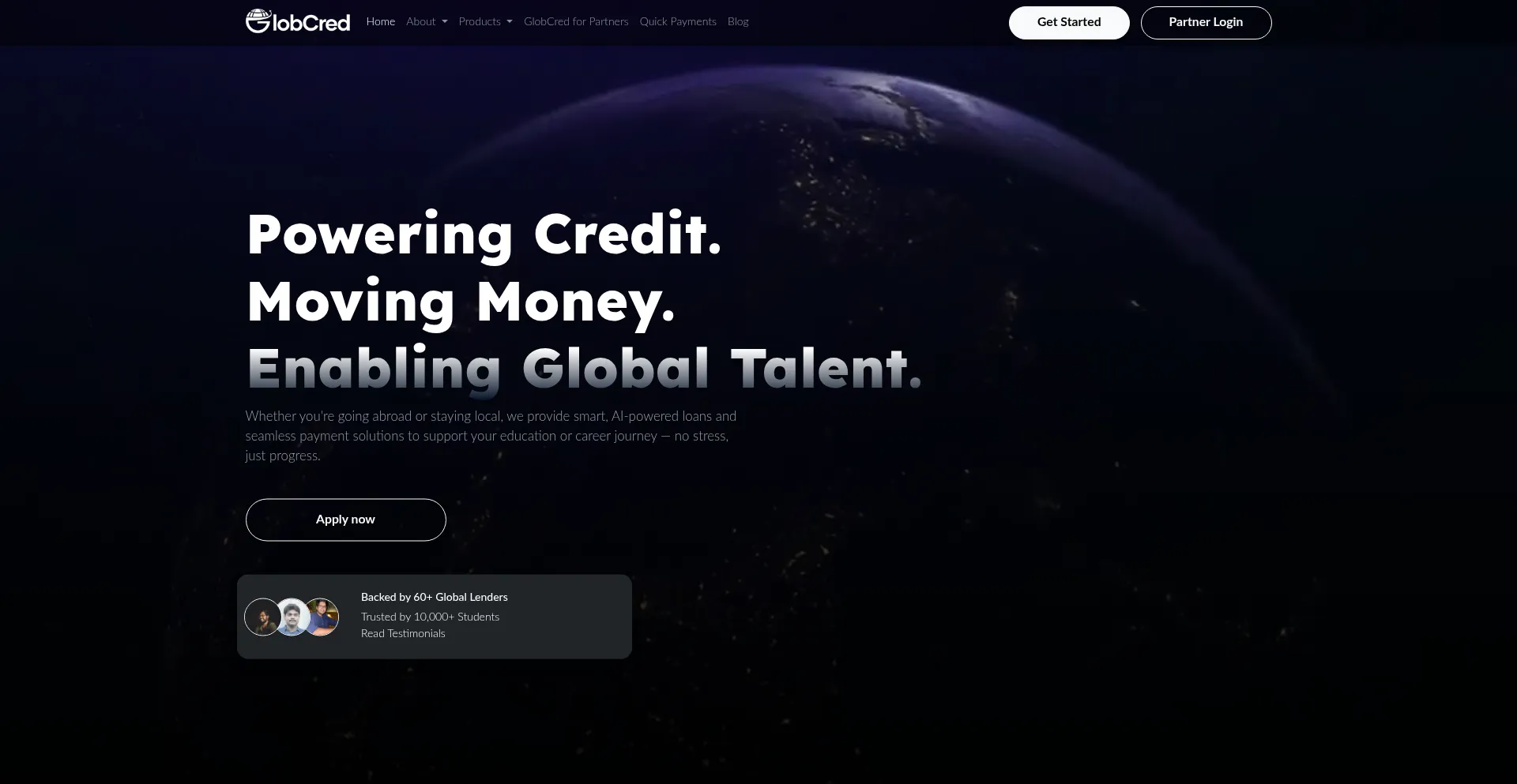 Website screenshot of Globcred.money