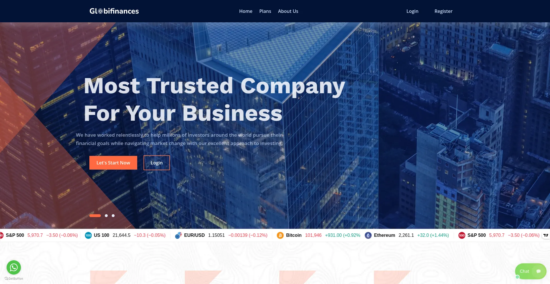 Website screenshot of Globifinances.com