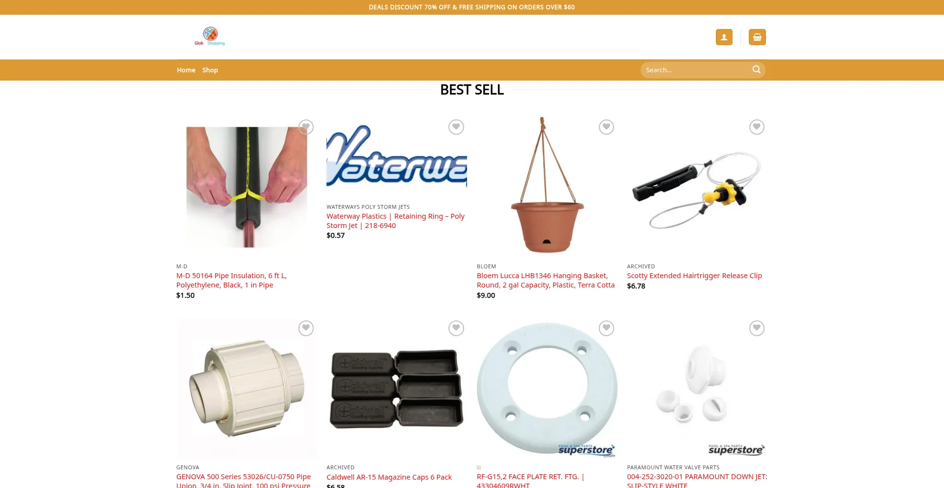Website screenshot of Globoutlet.com