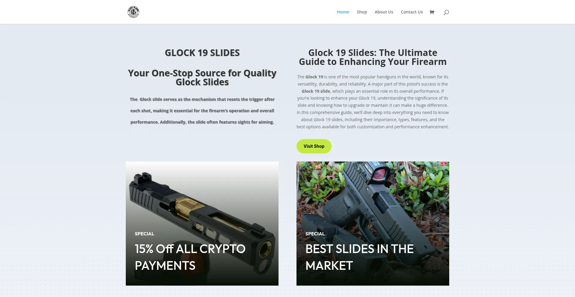Website screenshot of Glockslides.com