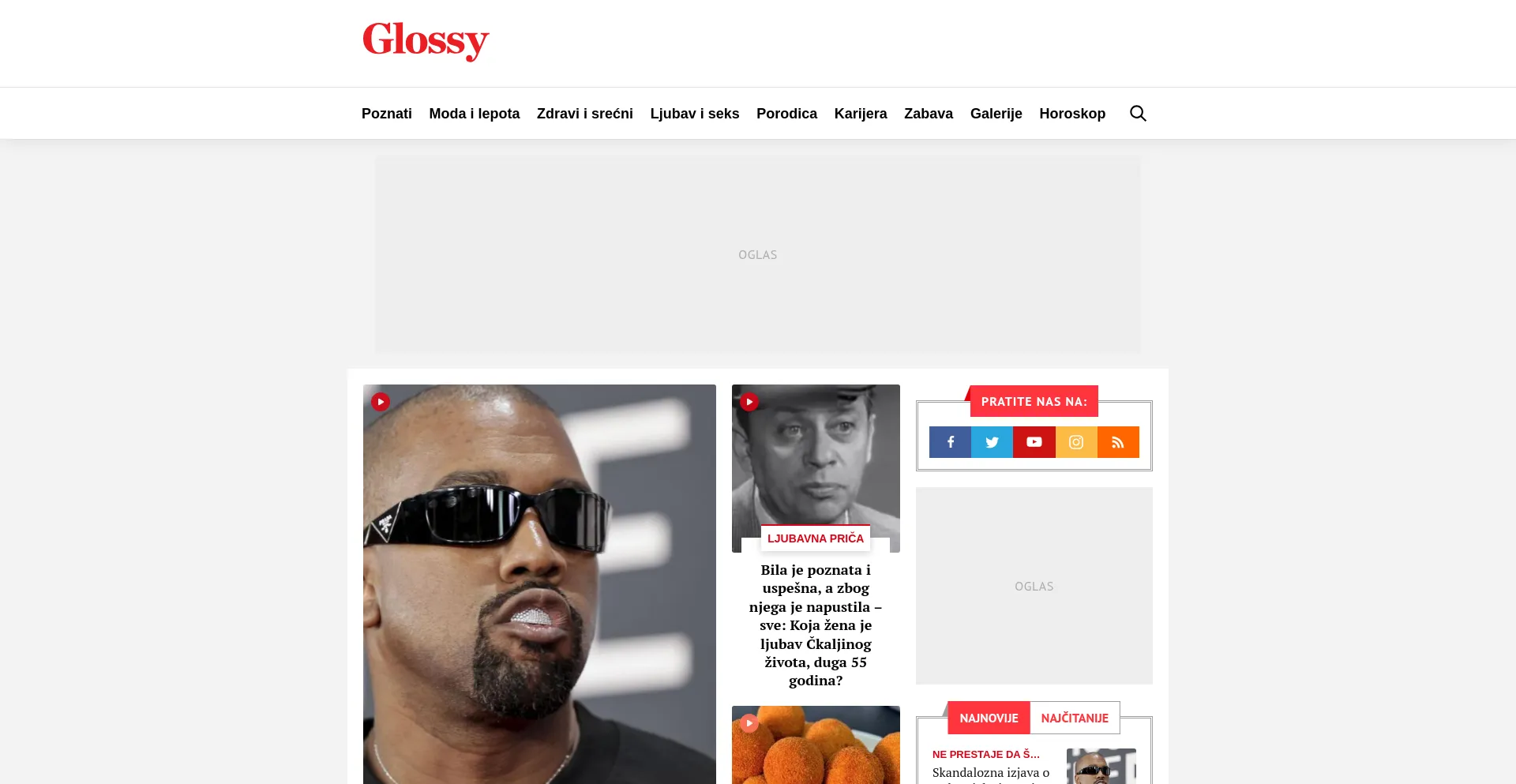 Website screenshot of Glossy.espreso.co.rs