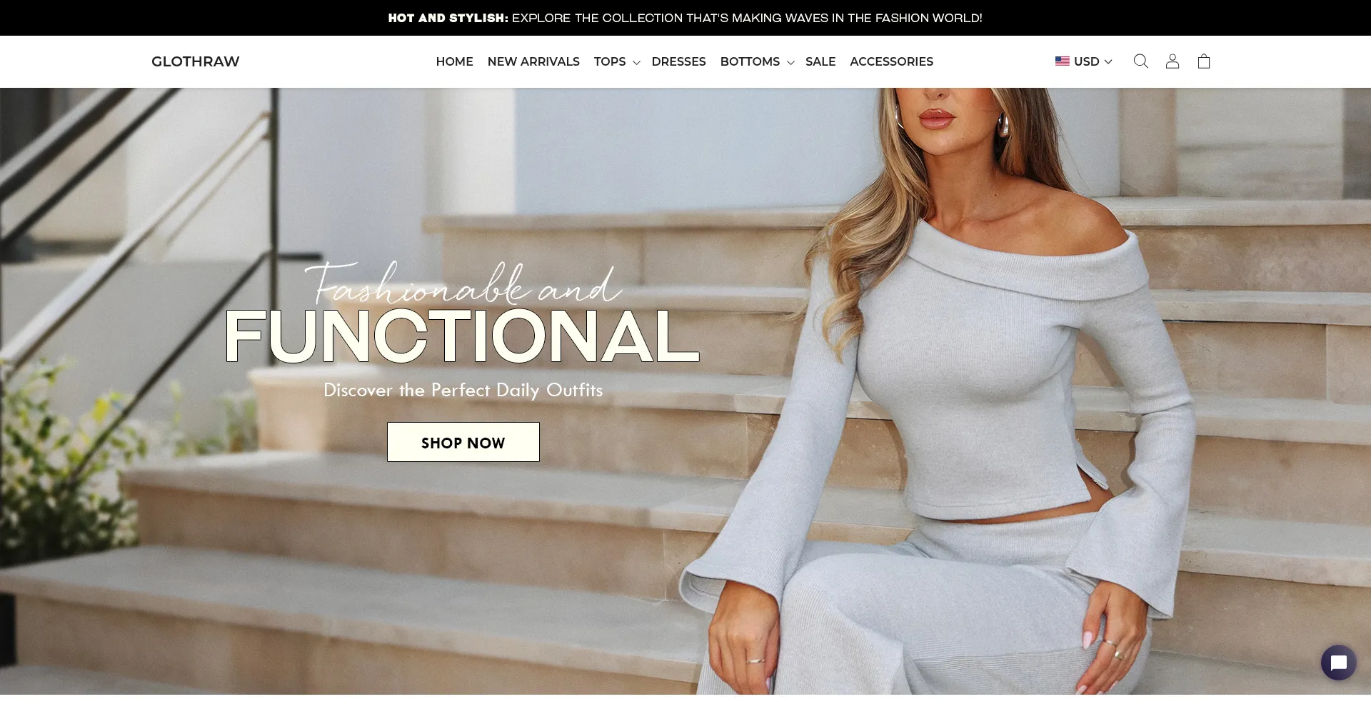Website screenshot of Glothraw.com