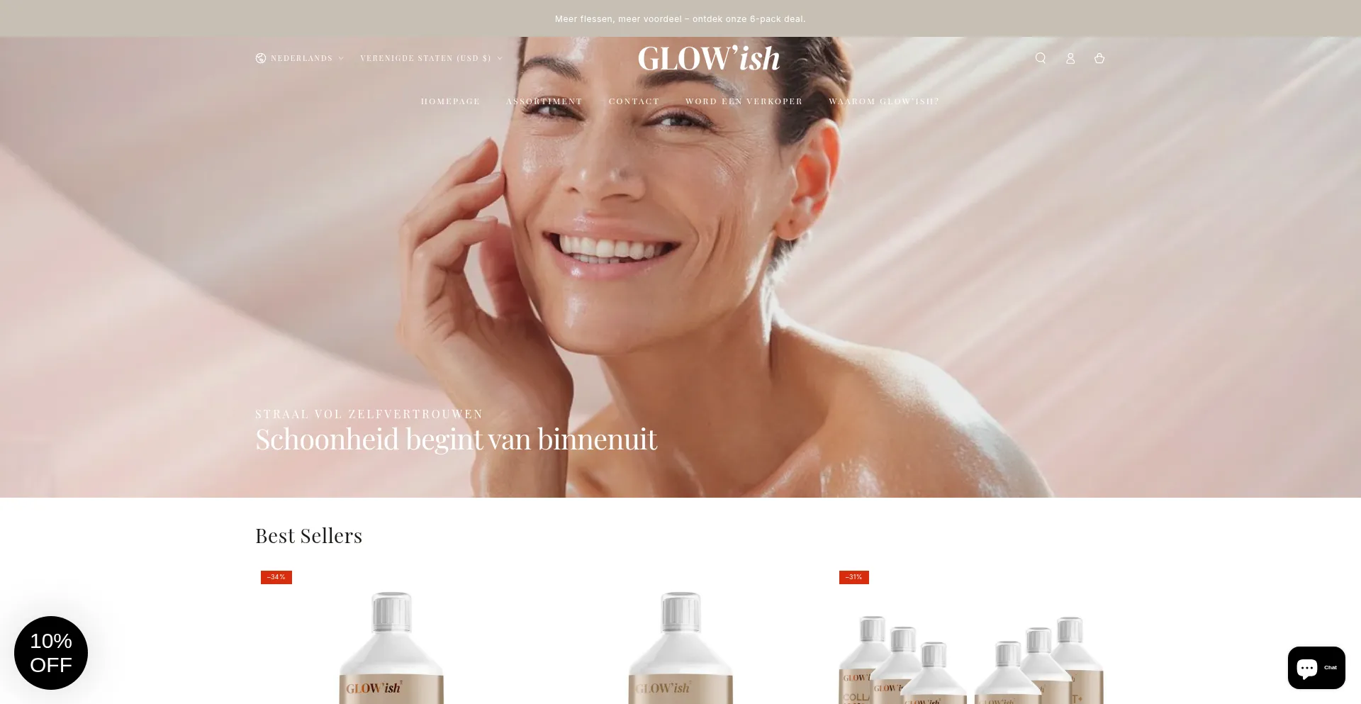 Website screenshot of Glow-ish.com