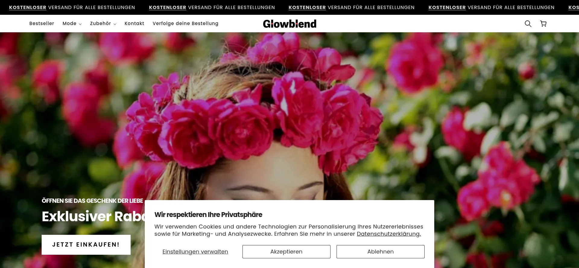 Website screenshot of Glowblend.de