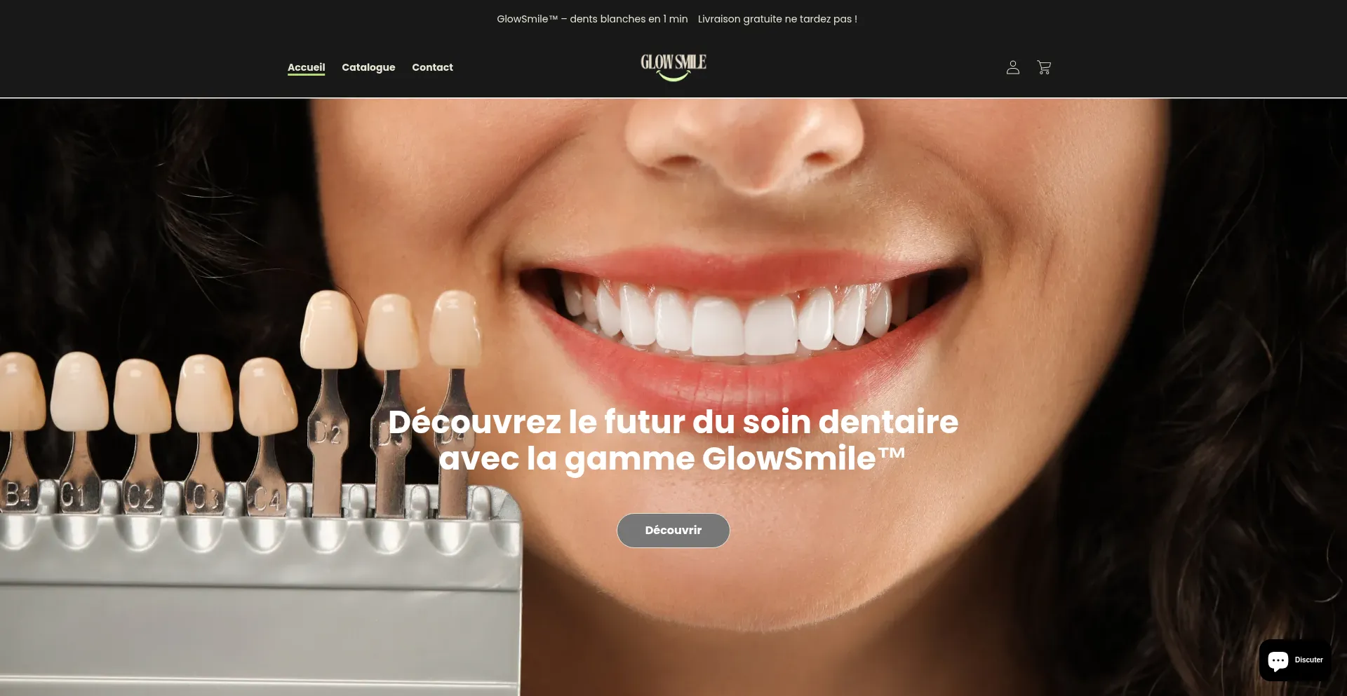 Website screenshot of Glowsmile.fr