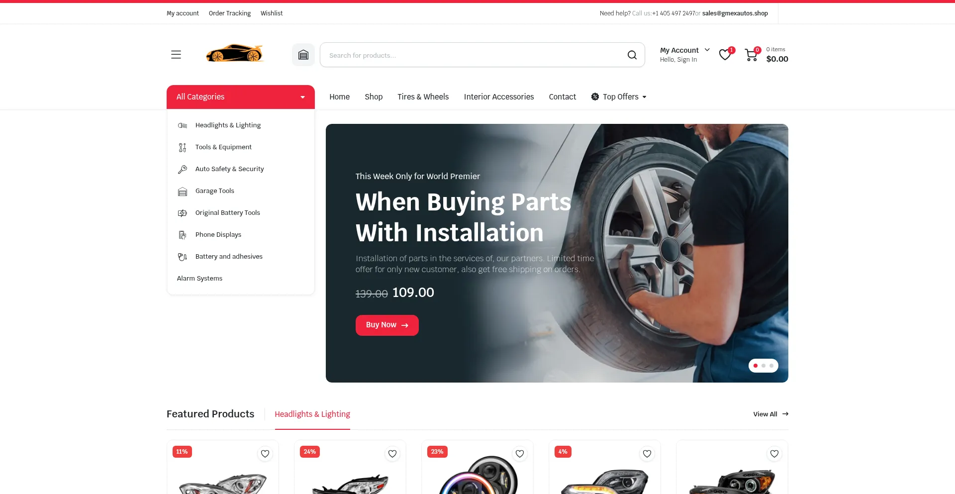 Website screenshot of Gmexautos.shop