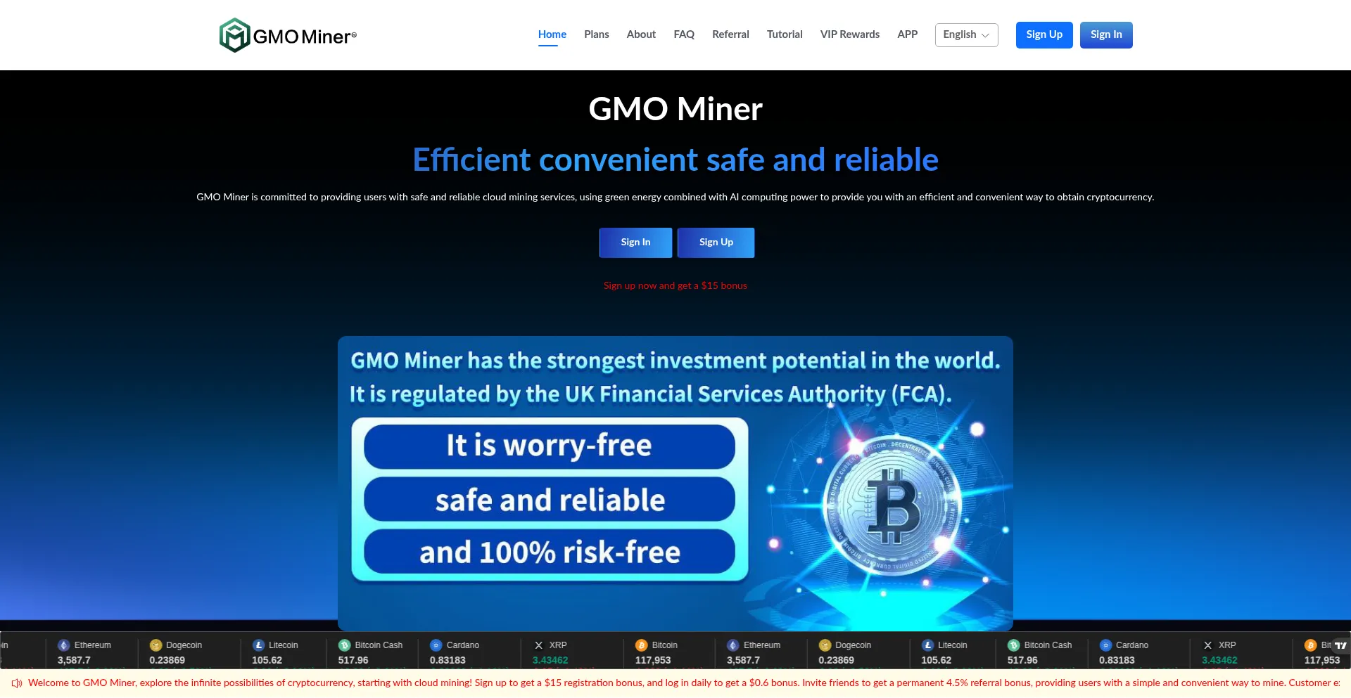 Website screenshot of Gmominer.com