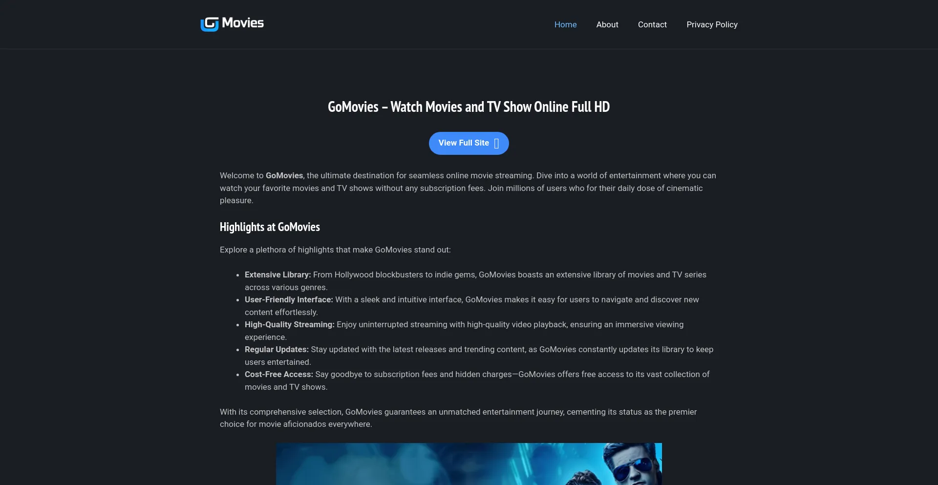 Website screenshot of Go-movies.lol