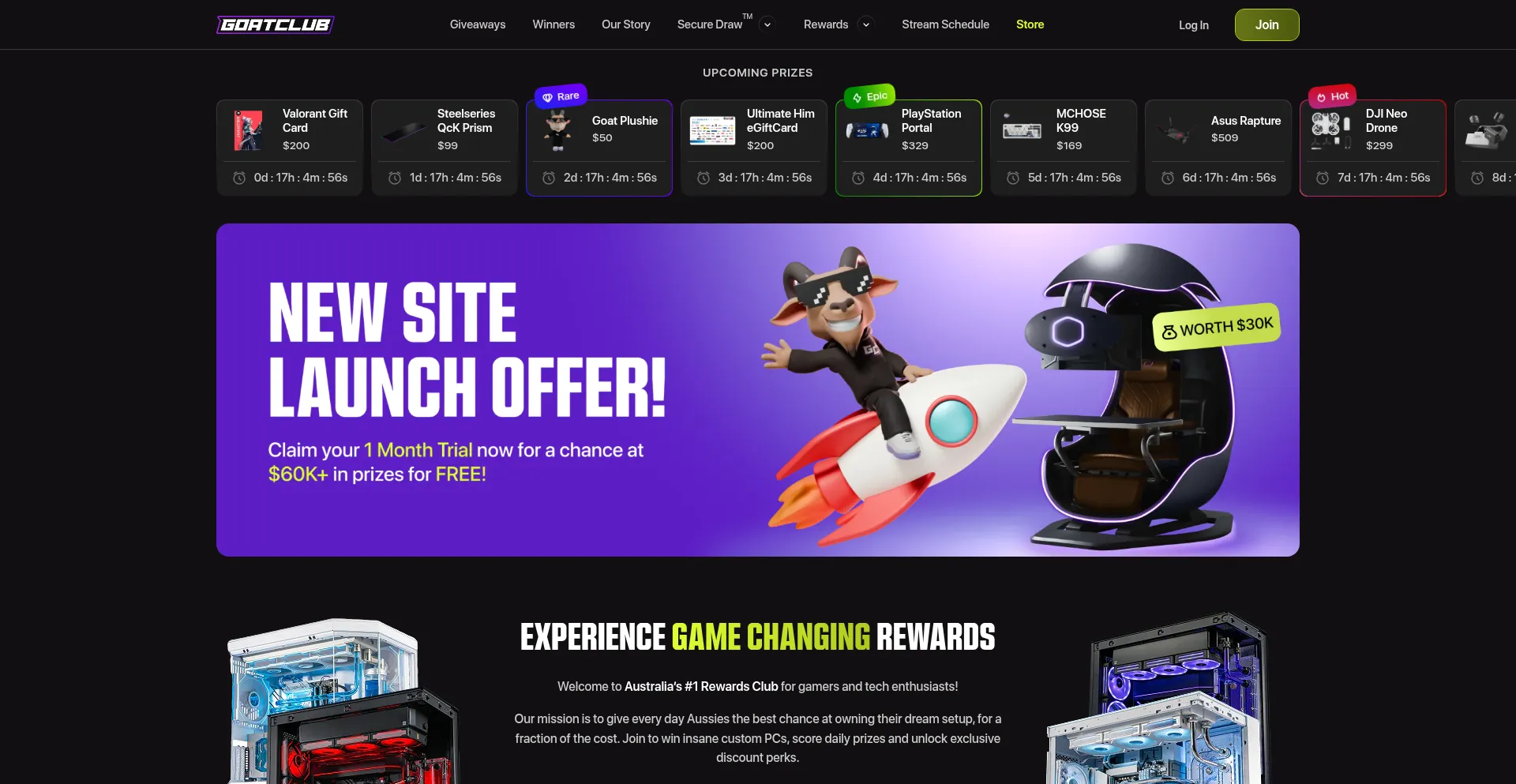 Website screenshot of Goatclub.gg