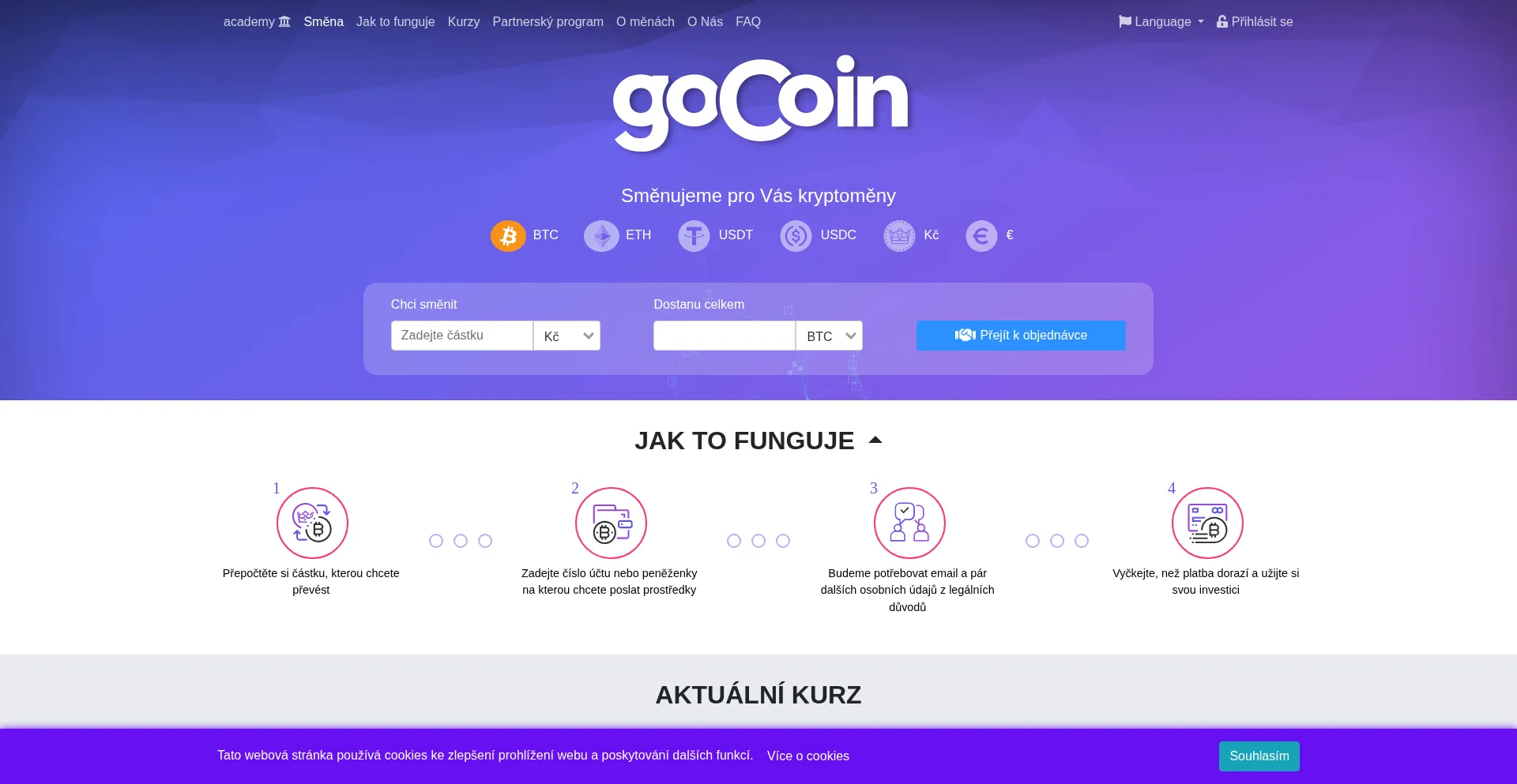 Website screenshot of Gocoin.cz