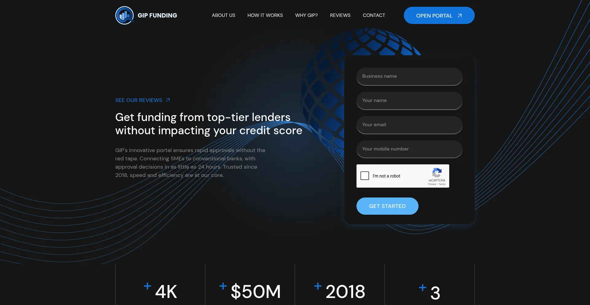 Website screenshot of Gogipfunding.com