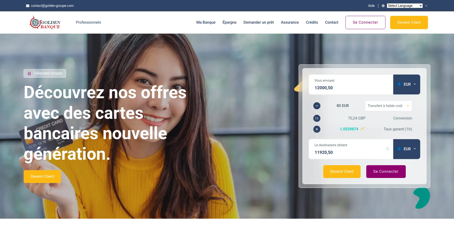 Website screenshot of Golden-groupe.com