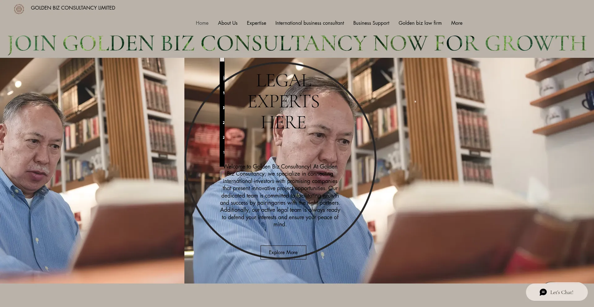 Website screenshot of Goldenbizconsultancy.com