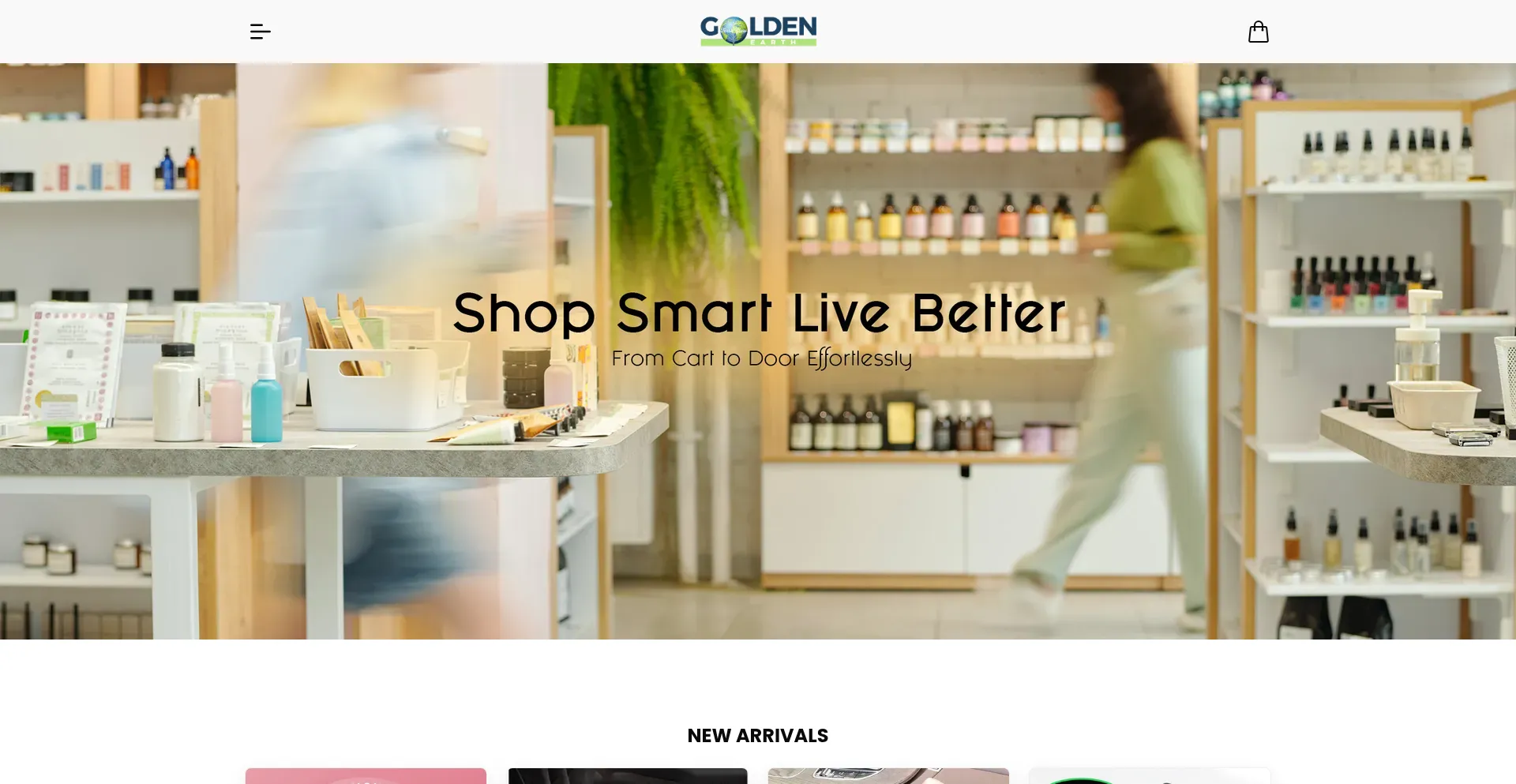 Website screenshot of Goldenearthstore.com