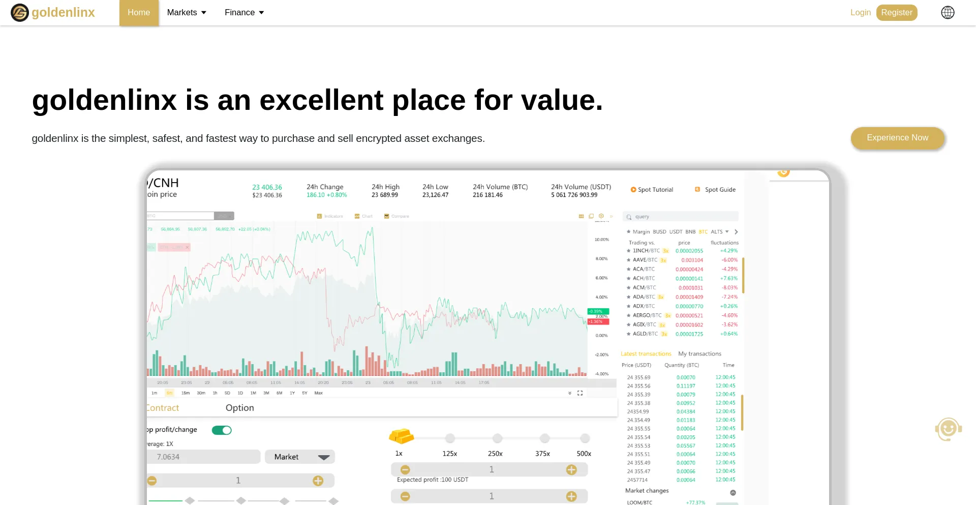Website screenshot of Goldenlinx.com
