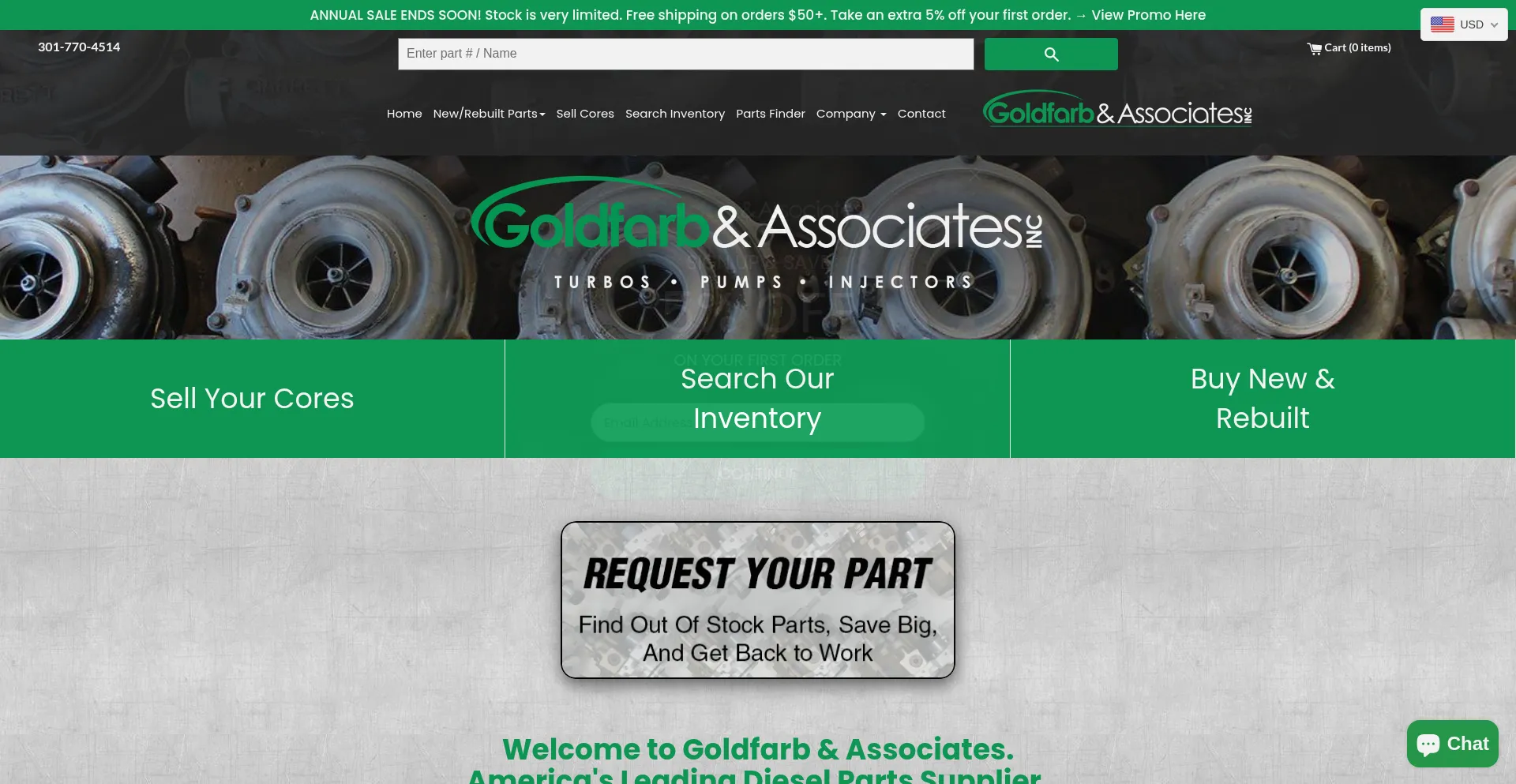 Website screenshot of Goldfarbinc.com