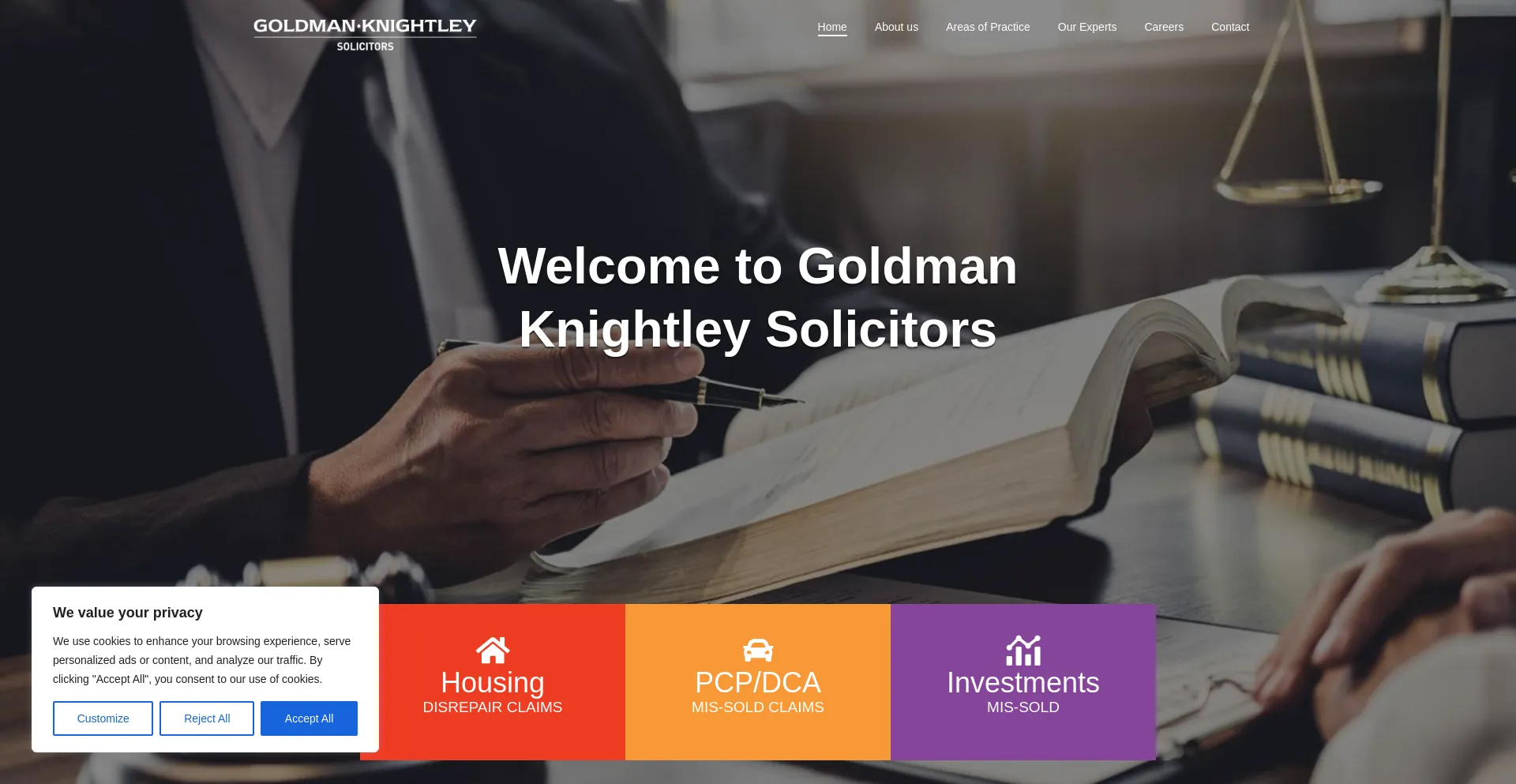 Website screenshot of Goldmanknightley.co.uk