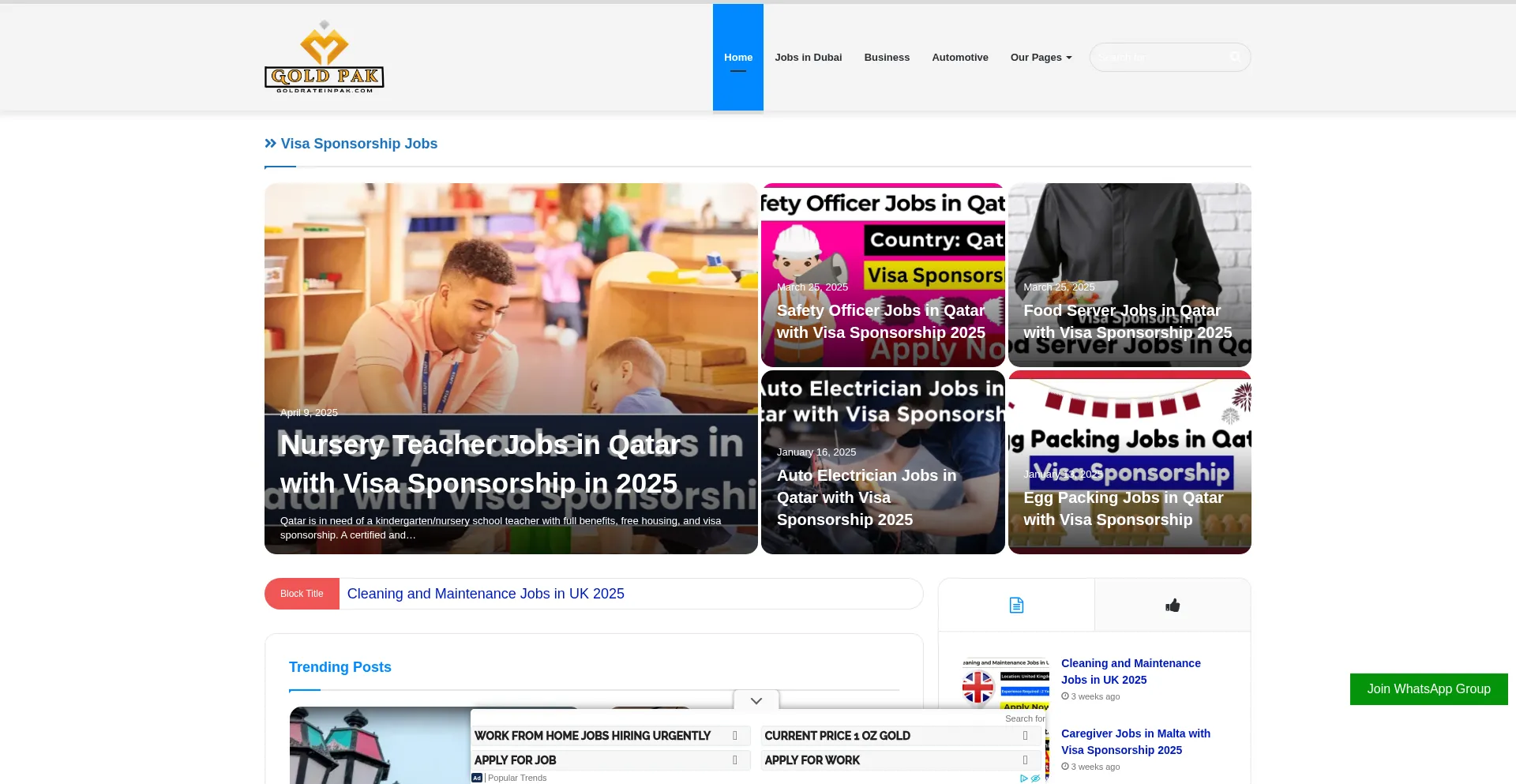 Website screenshot of Goldrateinpak.com