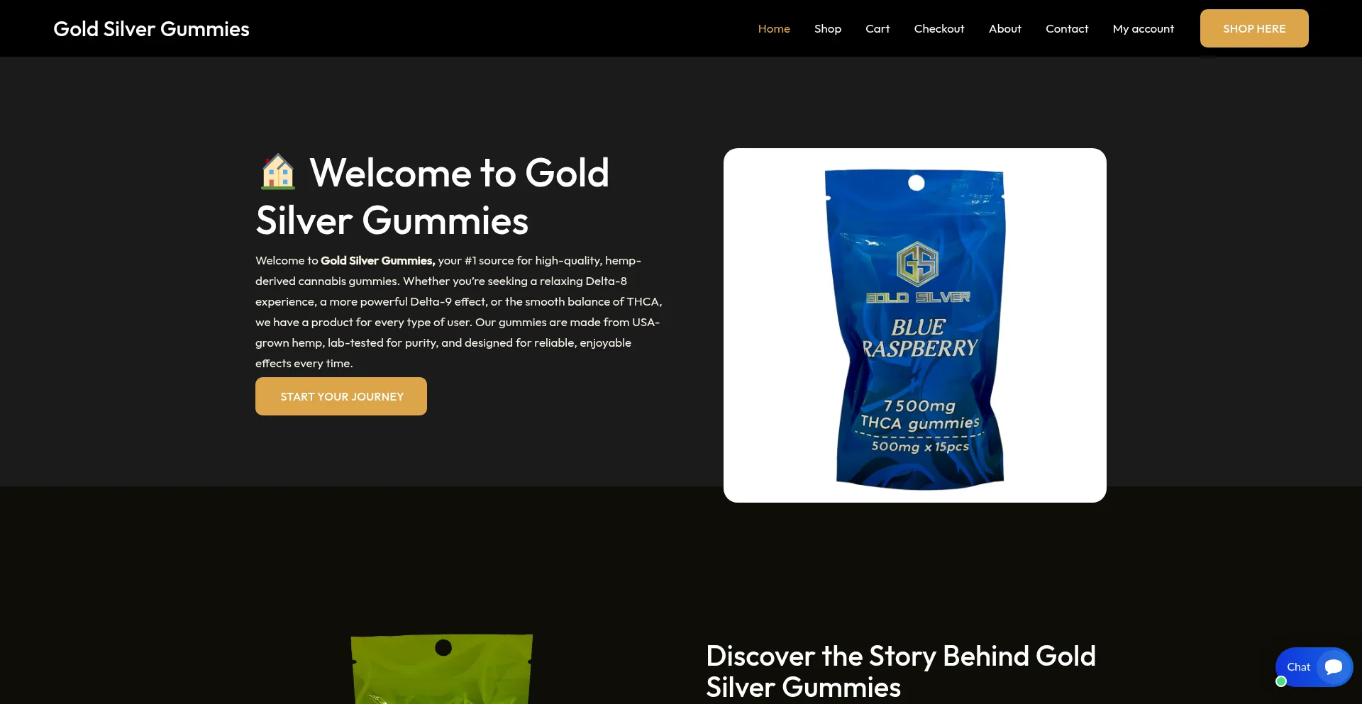 Website screenshot of Goldsilvergummies.com
