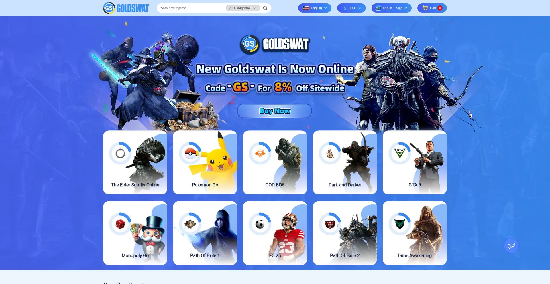 Website screenshot of Goldswat.com