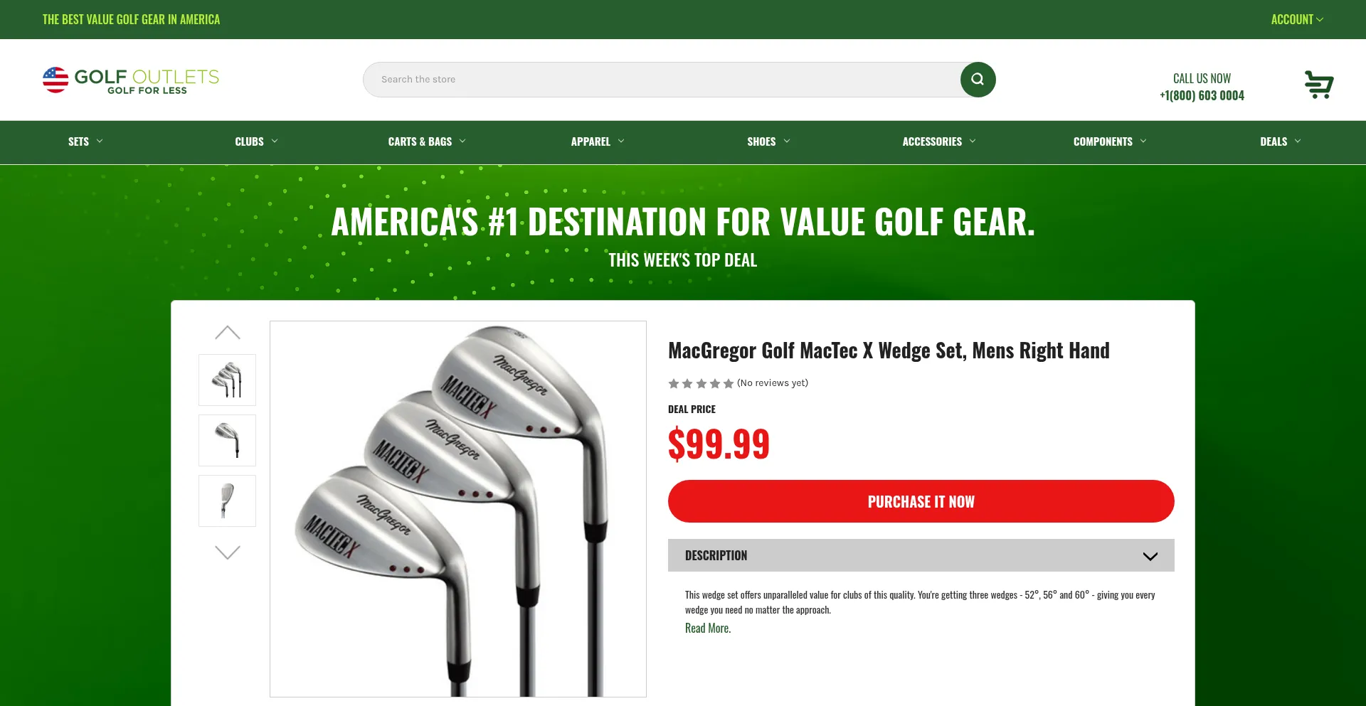 Website screenshot of Golfoutletsusa.com
