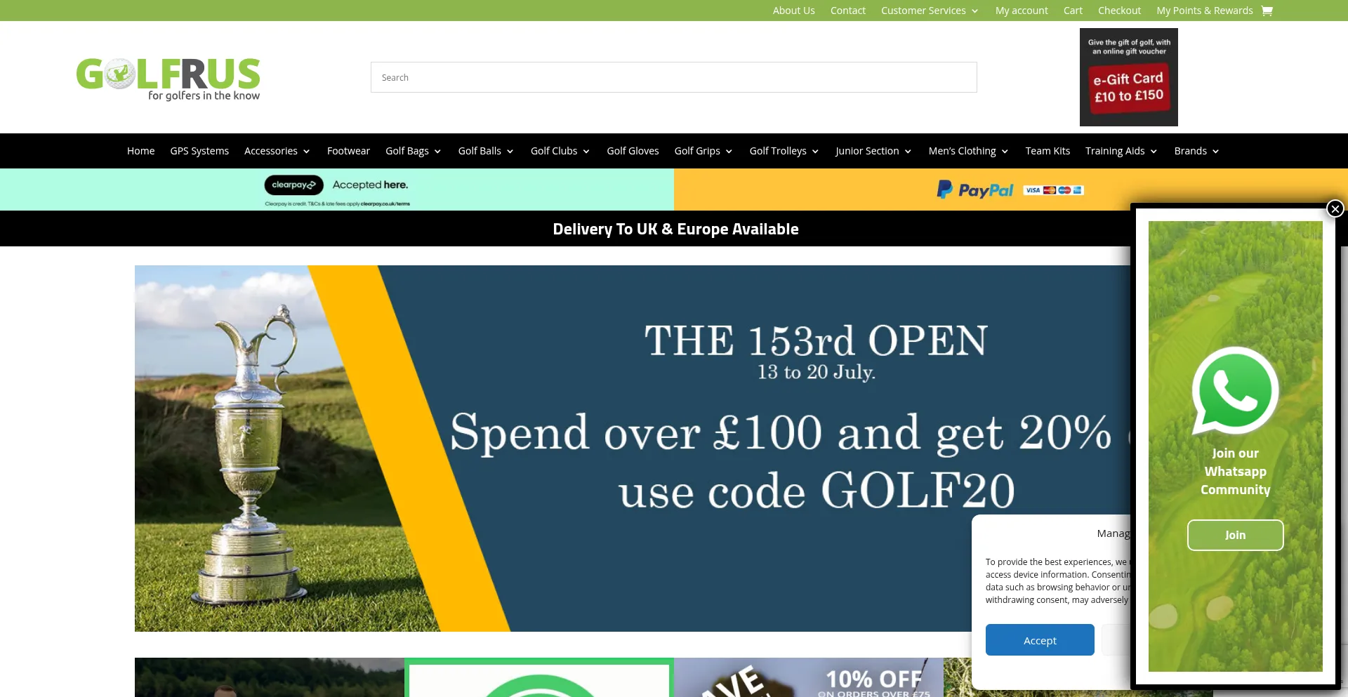 Website screenshot of Golfrus.co.uk