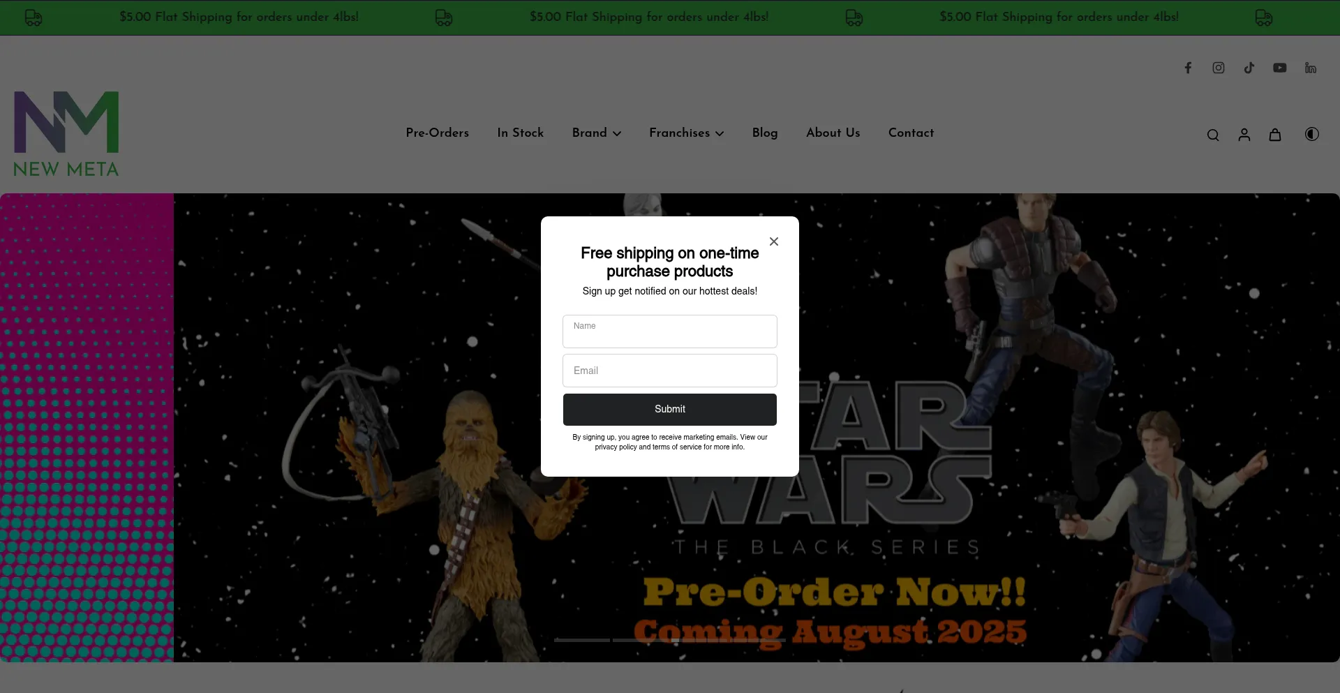 Website screenshot of Gonewmeta.com