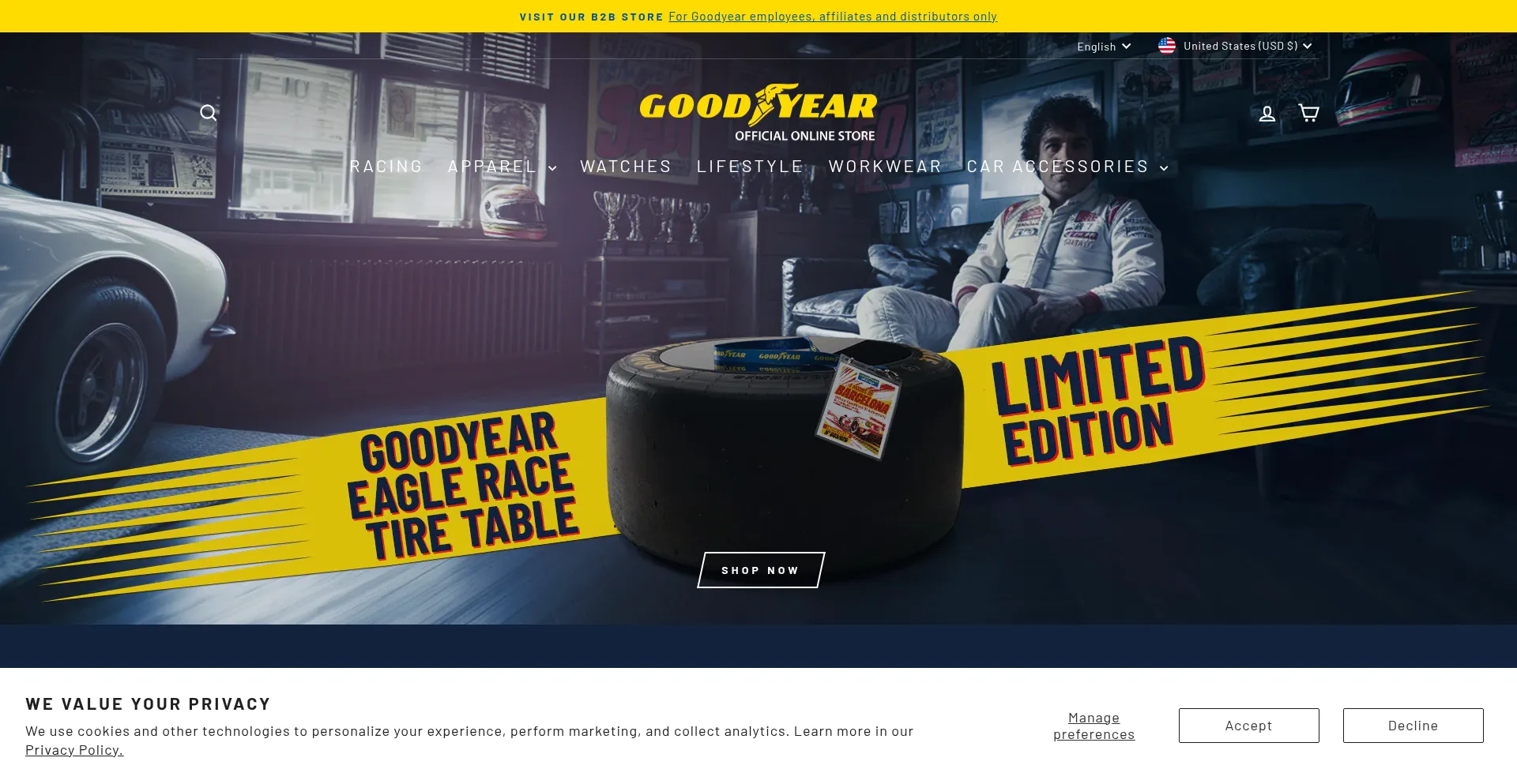 Website screenshot of Goodyearstores.eu