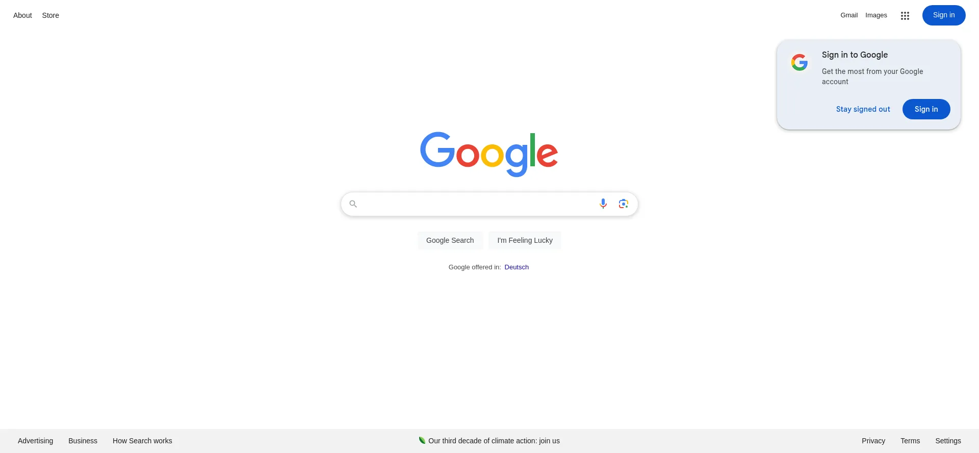 Website screenshot of Google.de