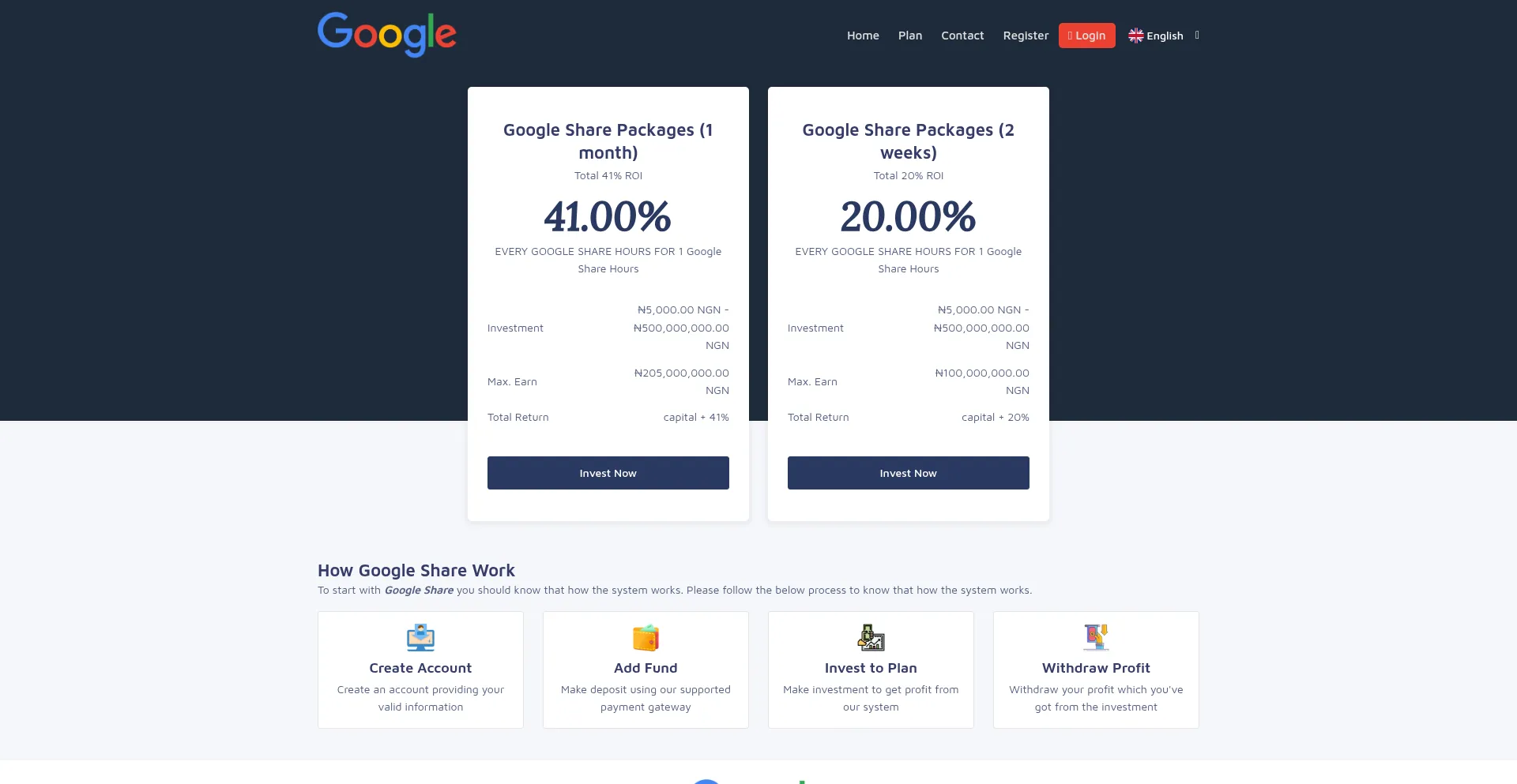 Website screenshot of Googleshare.org