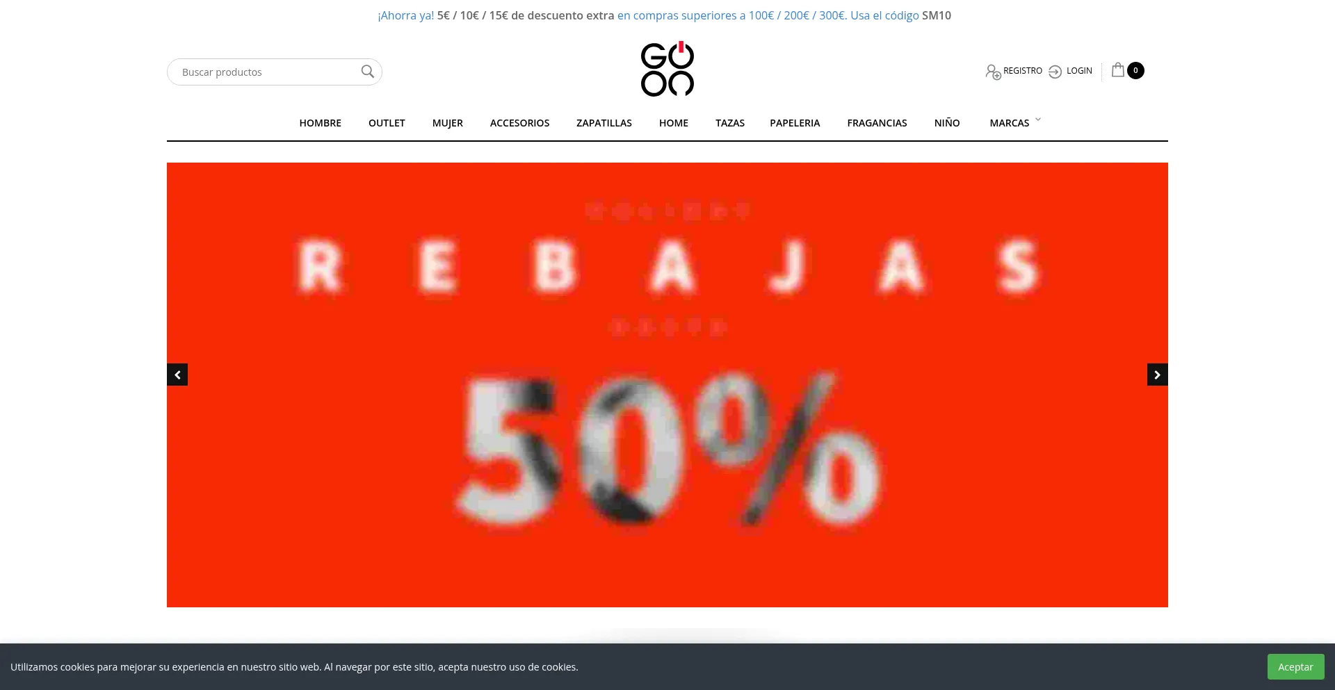 Website screenshot of Goonshop.es