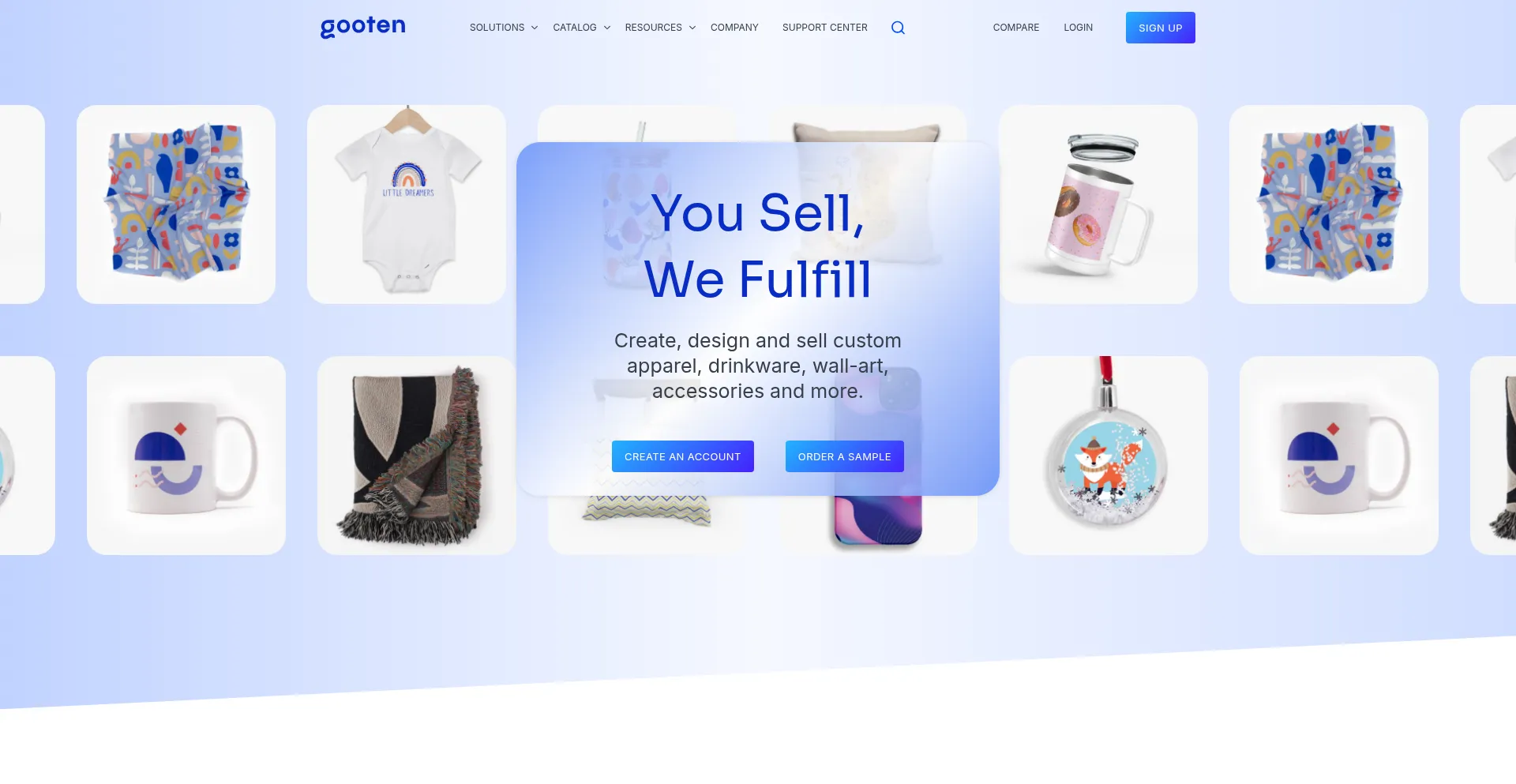 Website screenshot of Gooten.com